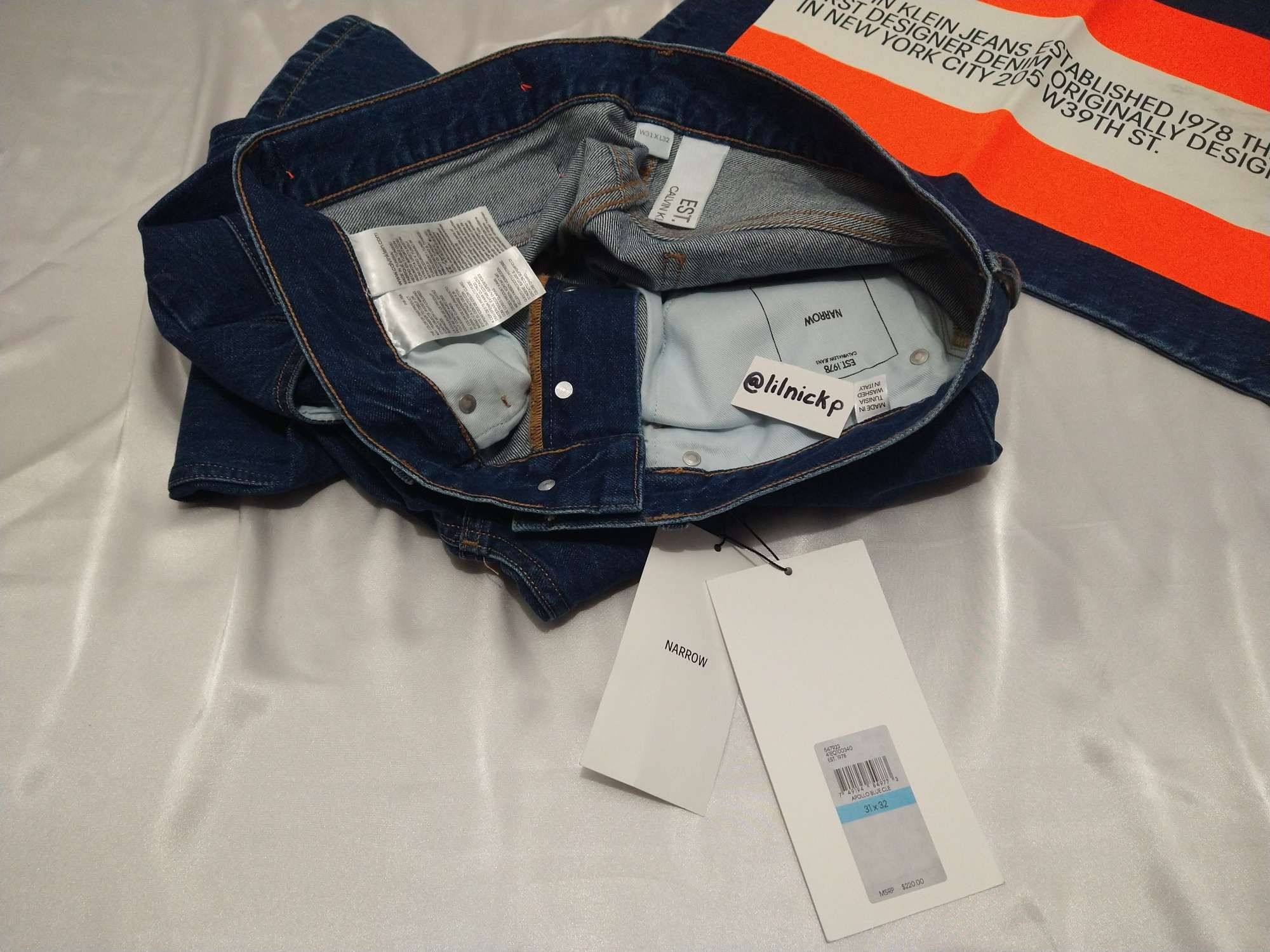 Calvin Klein 205W39NYC EST. 1978 Narrow Leg Apollo Blue Jeans Size US 31 - 3 Thumbnail