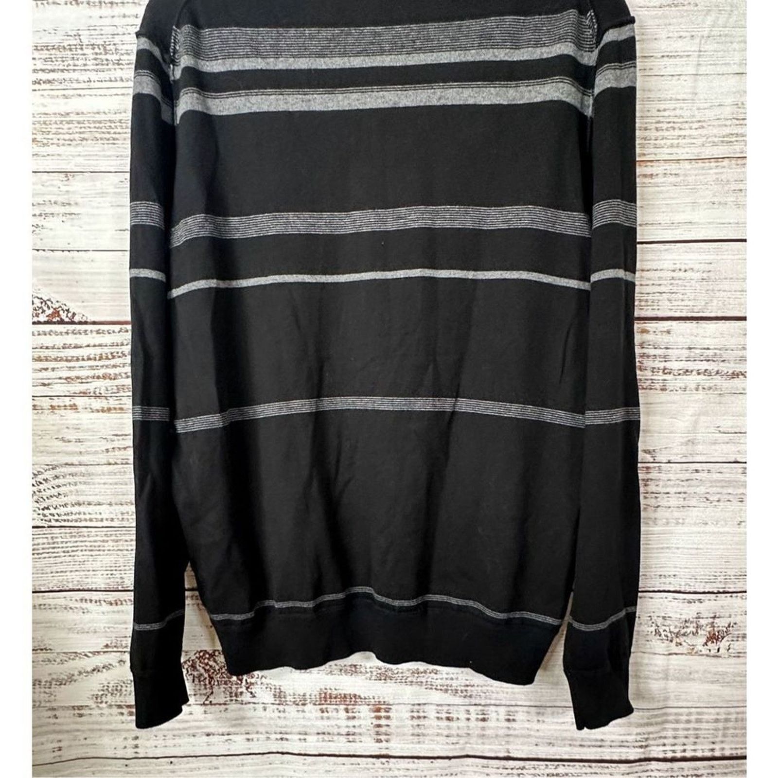 DKNY DKNY Editor Men's Striped Long Sleeve Sweater Black White XL Size US XL / EU 56 / 4 - 10 Thumbnail