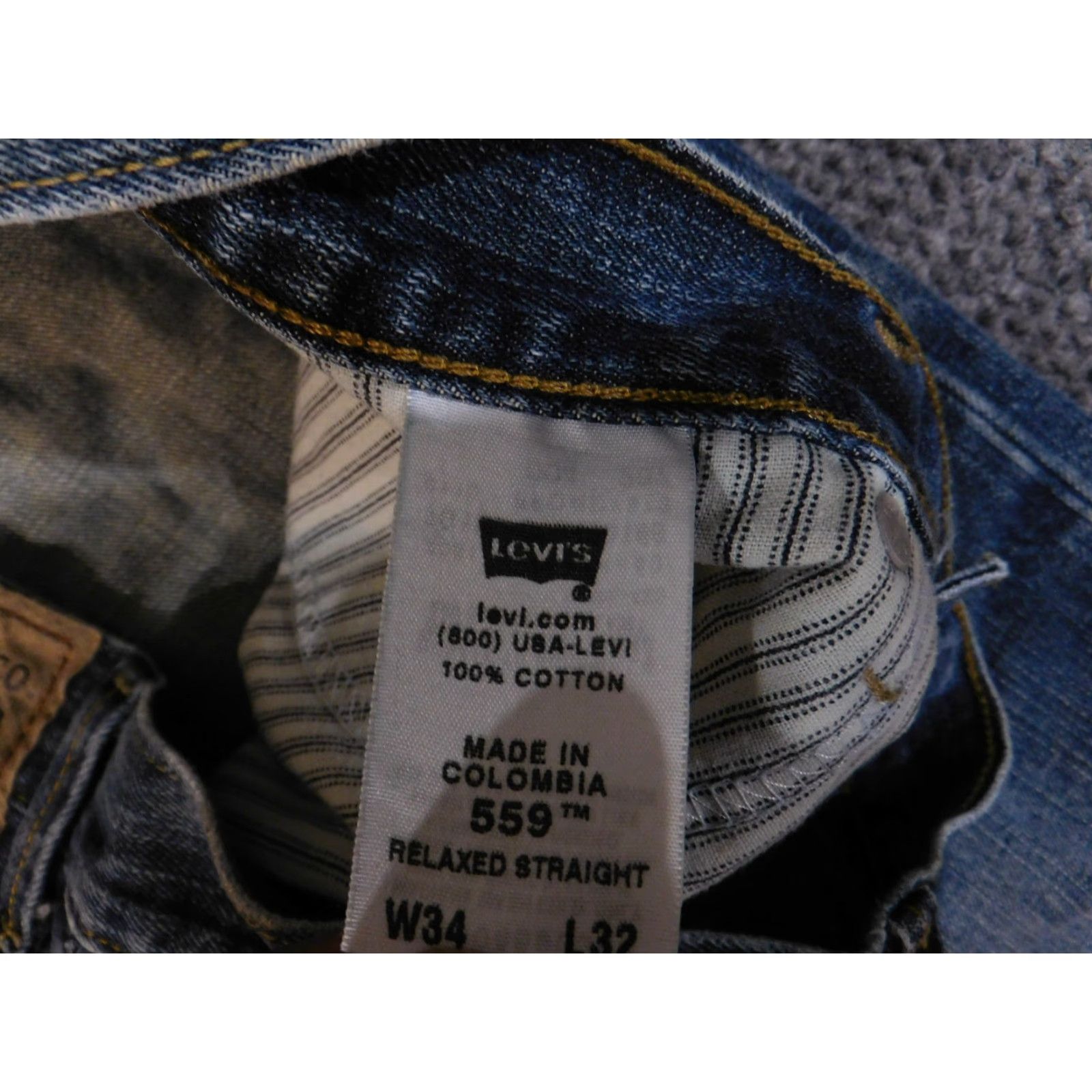 Levi's Levi's 559 Jeans Mens 34x32 Blue Relaxed Straight Denim Pants Classic Wash Size US 34 / EU 50 - 6 Thumbnail