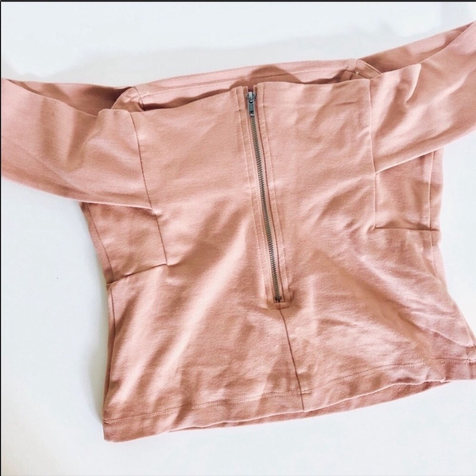 Anthropologie ANTHROPOLOGIE DELETTA Blush Pink Ponte Crop Top Blouse Shirt Size S / US 4 / IT 40 - 4 Thumbnail
