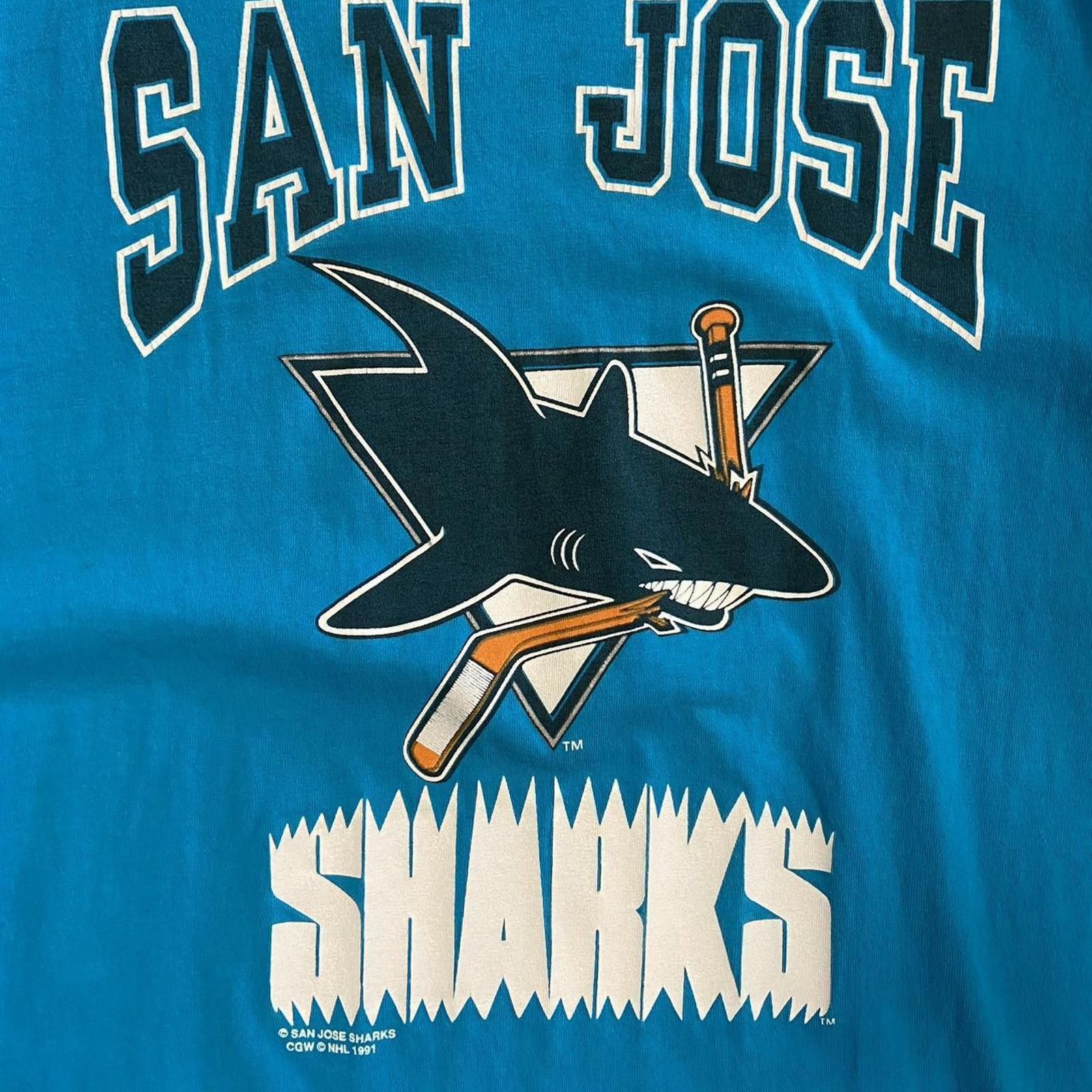 Vintage 1991 NHL San Jose Sharks Tee Size US XL / EU 56 / 4 - 2 Thumbnail