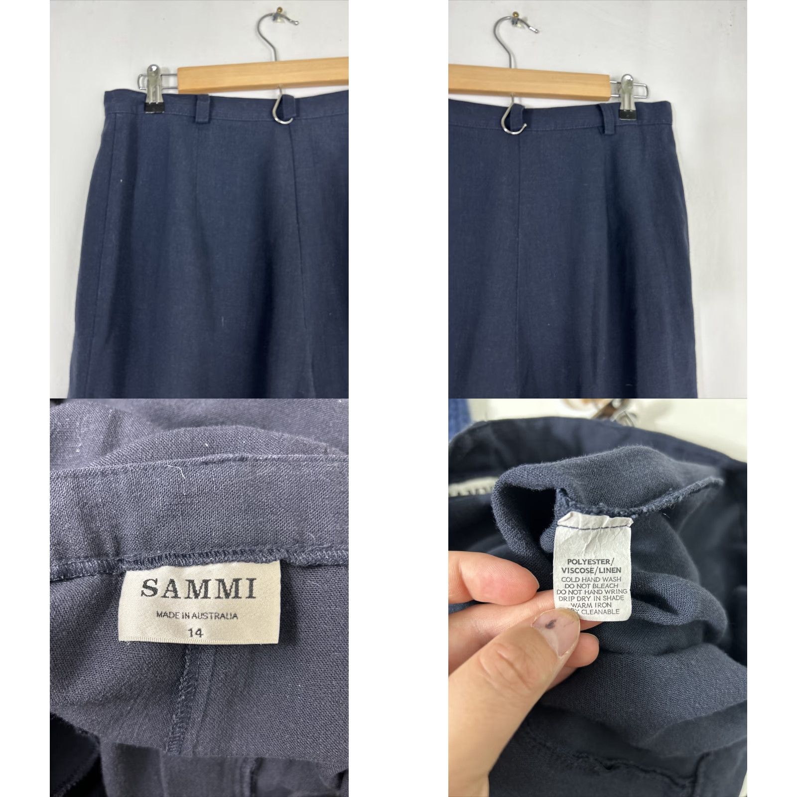 Vintage VINTAGE Sammi Of Melbourne Pants Womens 14 Blue Linen Blend 80s Ladies 32x37 90s? Size 36" / US 14 / IT 50 - 9 Thumbnail