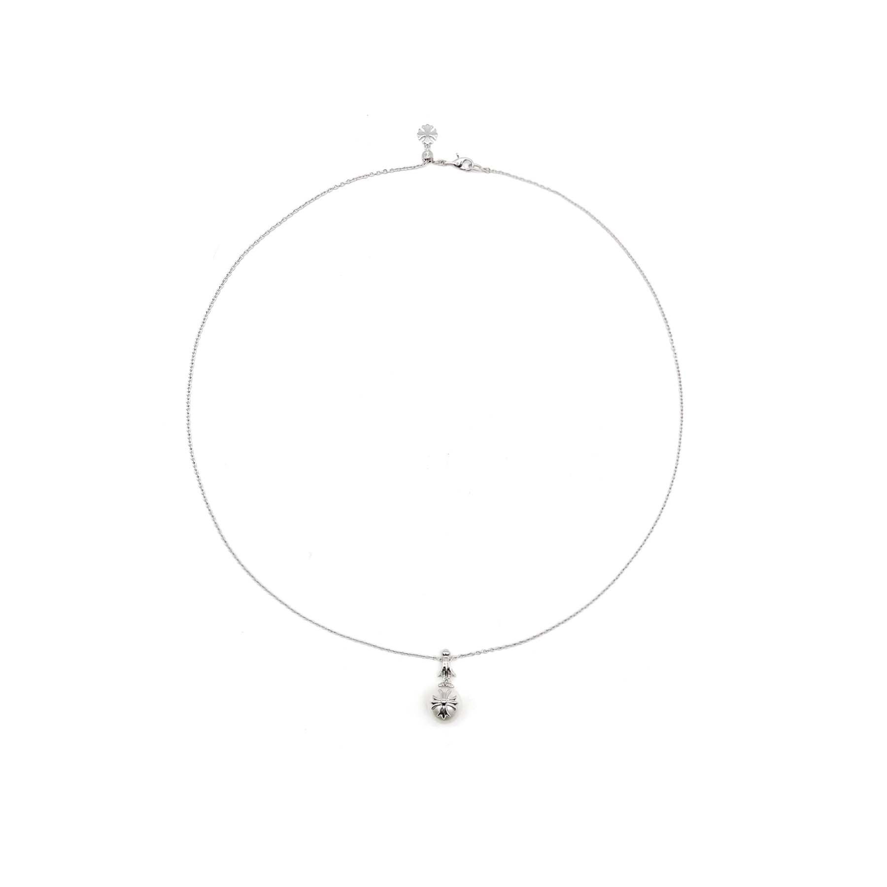 Chrome Hearts Chrome Hearts Mikimoto 18K White Gold Cross Pearl Necklace Size ONE SIZE - 1 Thumbnail