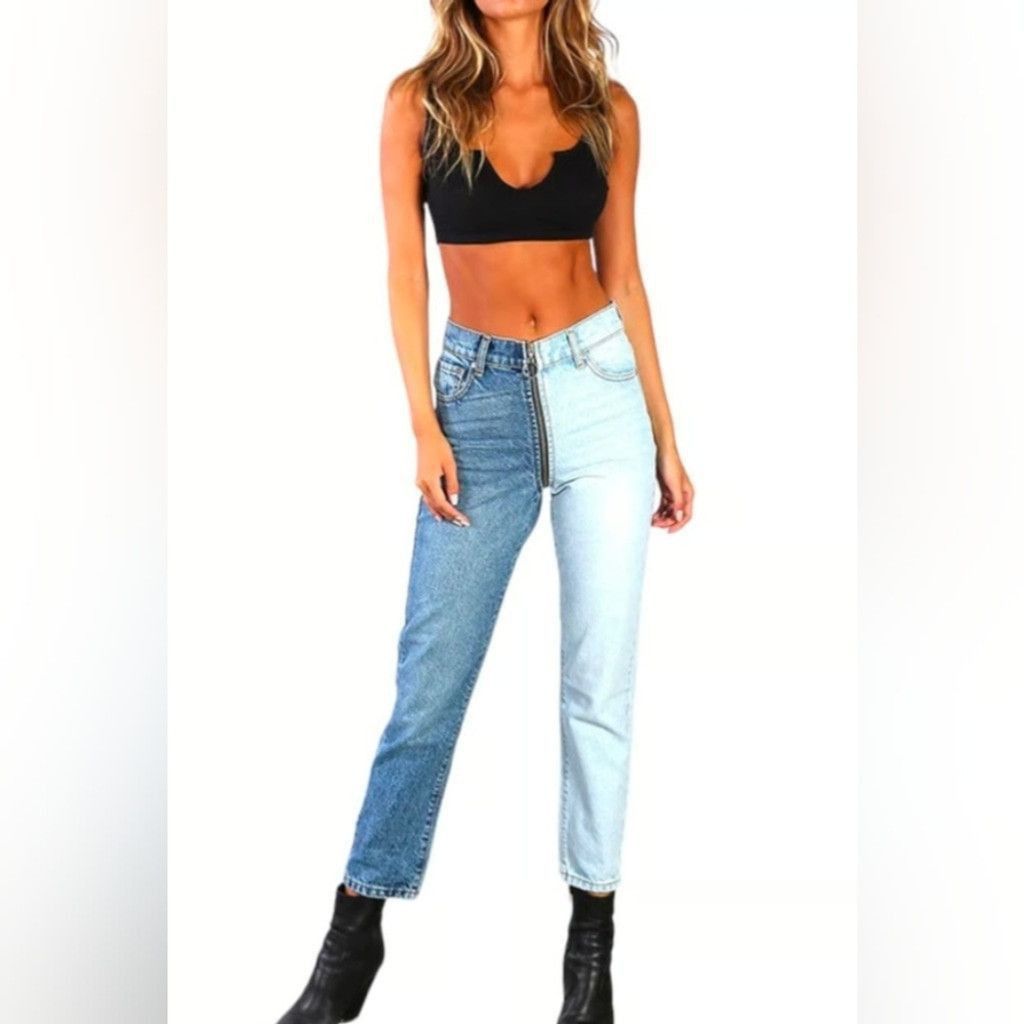 REVICE Yin Yang Two Toned Zip Around Tokyo Wash Jeans Sz 27