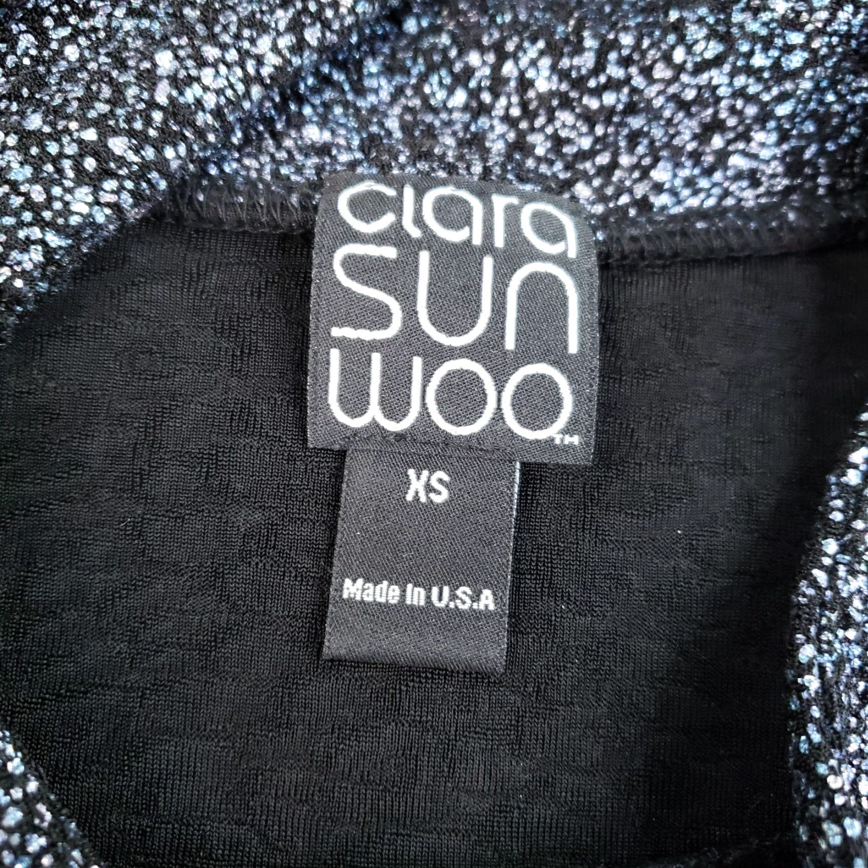 Vintage Clara Sun Woo Sweater Cardigan Womens XS Black Blue Open Front Flowy Sparkly Size XS / US 0-2 / IT 36-38 - 5 Thumbnail