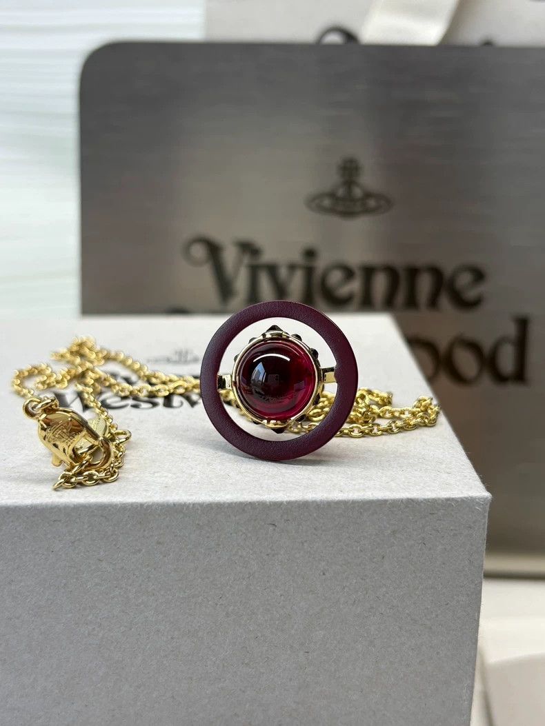 Vivienne Westwood Vivienne Westwood Orb-Medium Size Necklace with Wine Red/C Size ONE SIZE - 6 Thumbnail