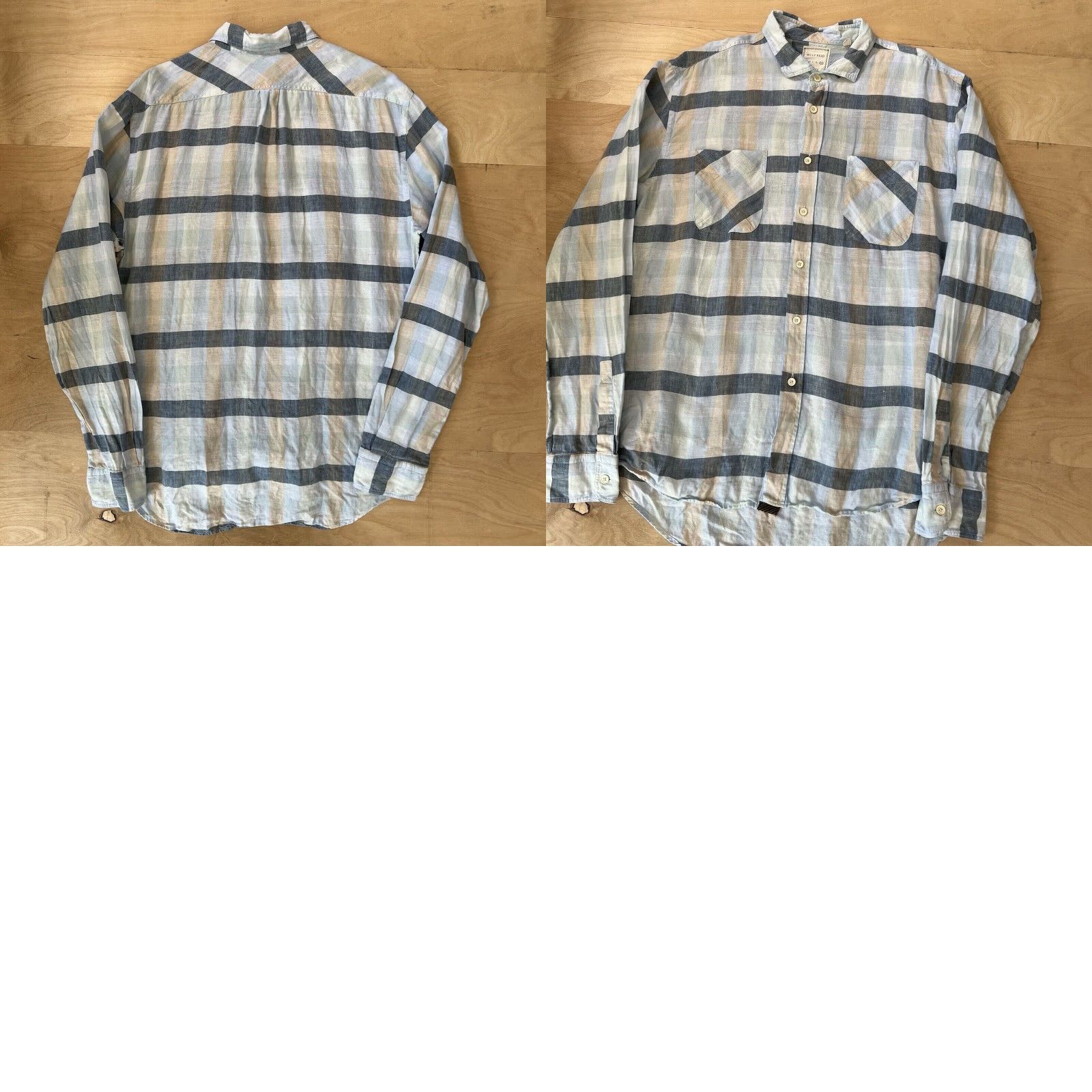 Billy Reid Billy Reid Linen Shirt 2XL Blue Check Collared Button-Up Long Sleeve Casual Shirt Mens Size US XXL / EU 58 / 5 - 8 Thumbnail