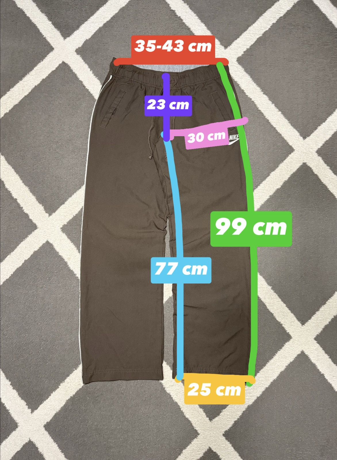 Nike × Vintage Vintage 00’s Y2K Nike Swoosh Loose Fit Sweatpants Brown Size 26" / US 2 / IT 38 - 14 Thumbnail