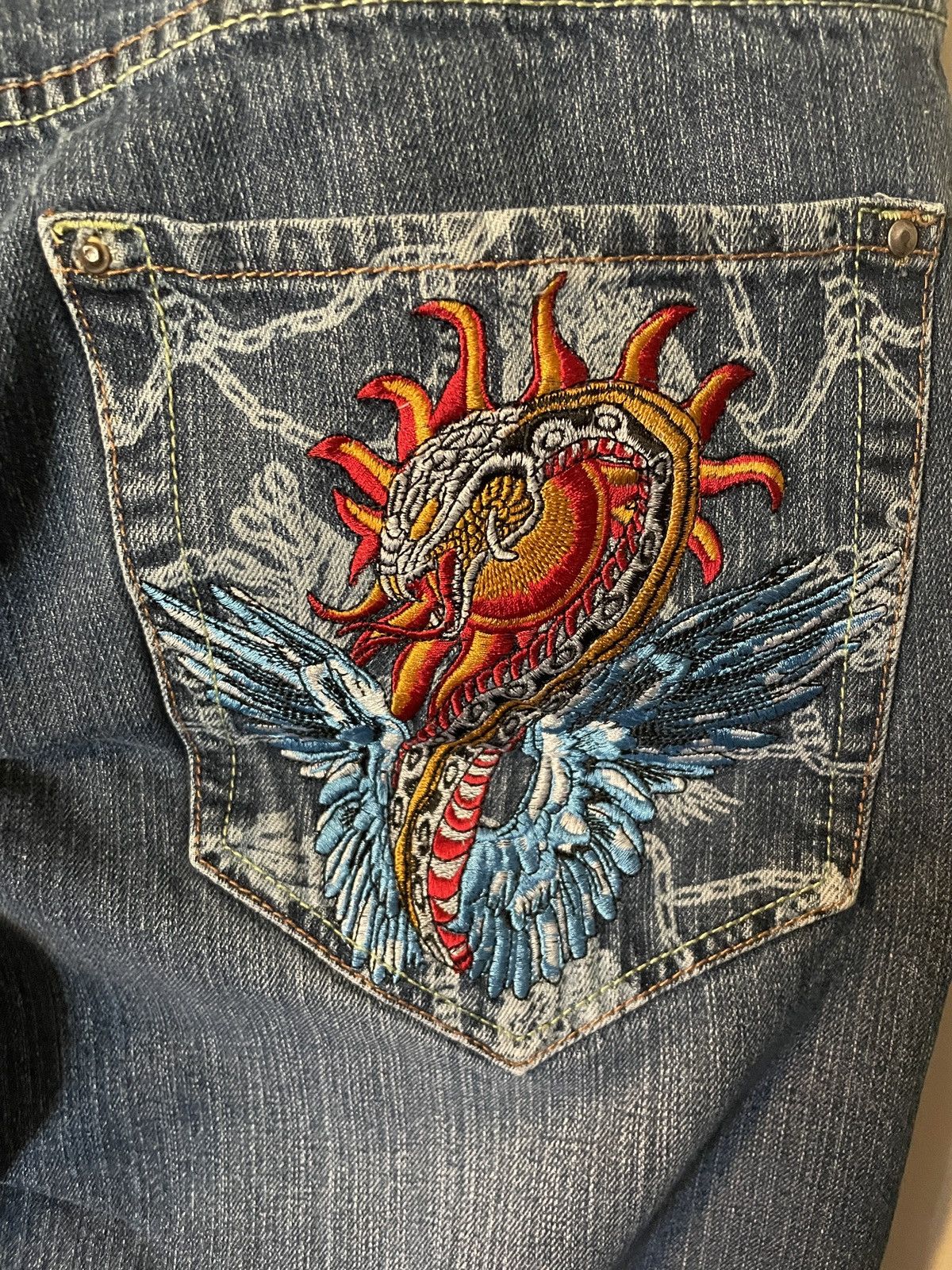 Christian Audigier Ed Hardy 38x32 Designer Quatzicoatl Pants Size US 38 / EU 54 - 3 Thumbnail
