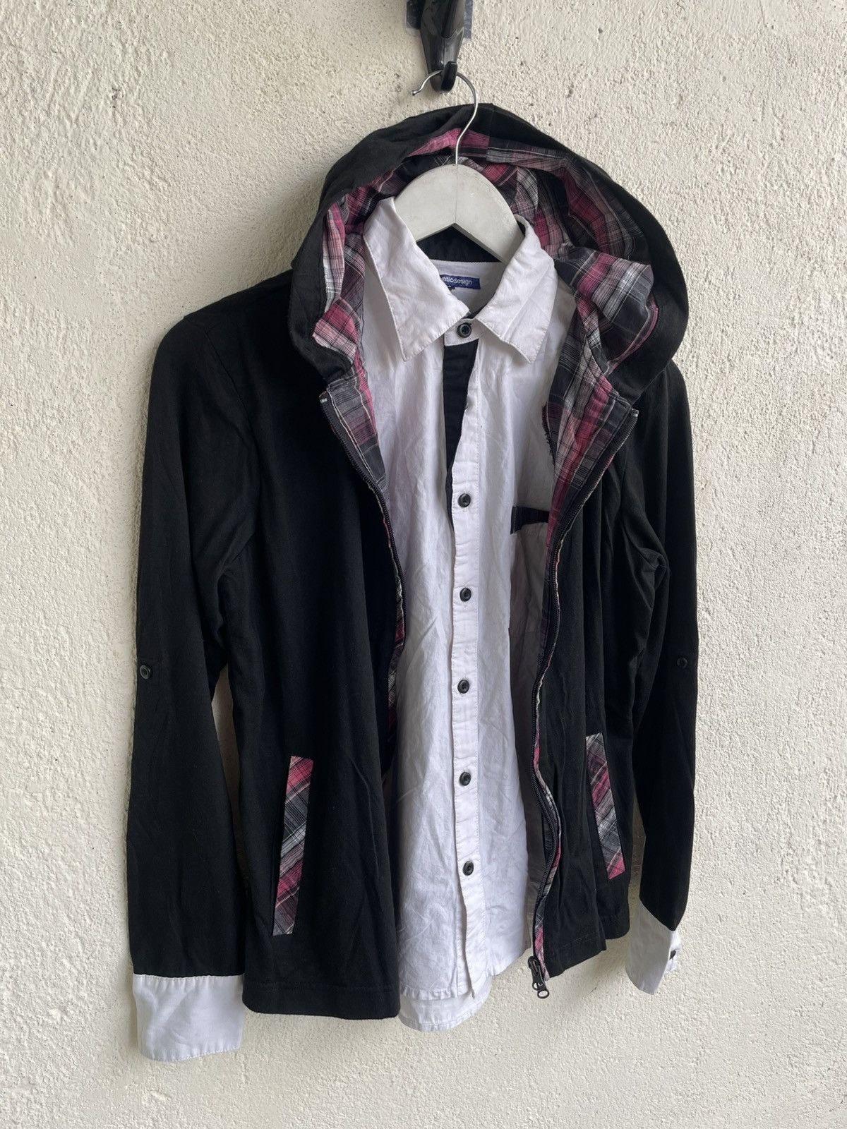 If Six Was Nine 2000s Semantic Hooded Layered Jacket Plaid Shirt Y2K Japan Size US S / EU 44-46 / 1 - 3 Thumbnail