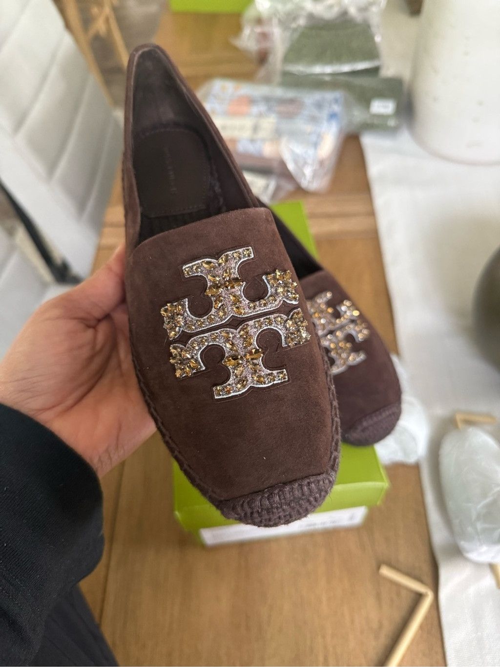 Tory Burch New Tory Burch EMBELLISHED ESPADRILLE ROYAL SUEDE In Coca Size US 7 / IT 37 - 4 Thumbnail