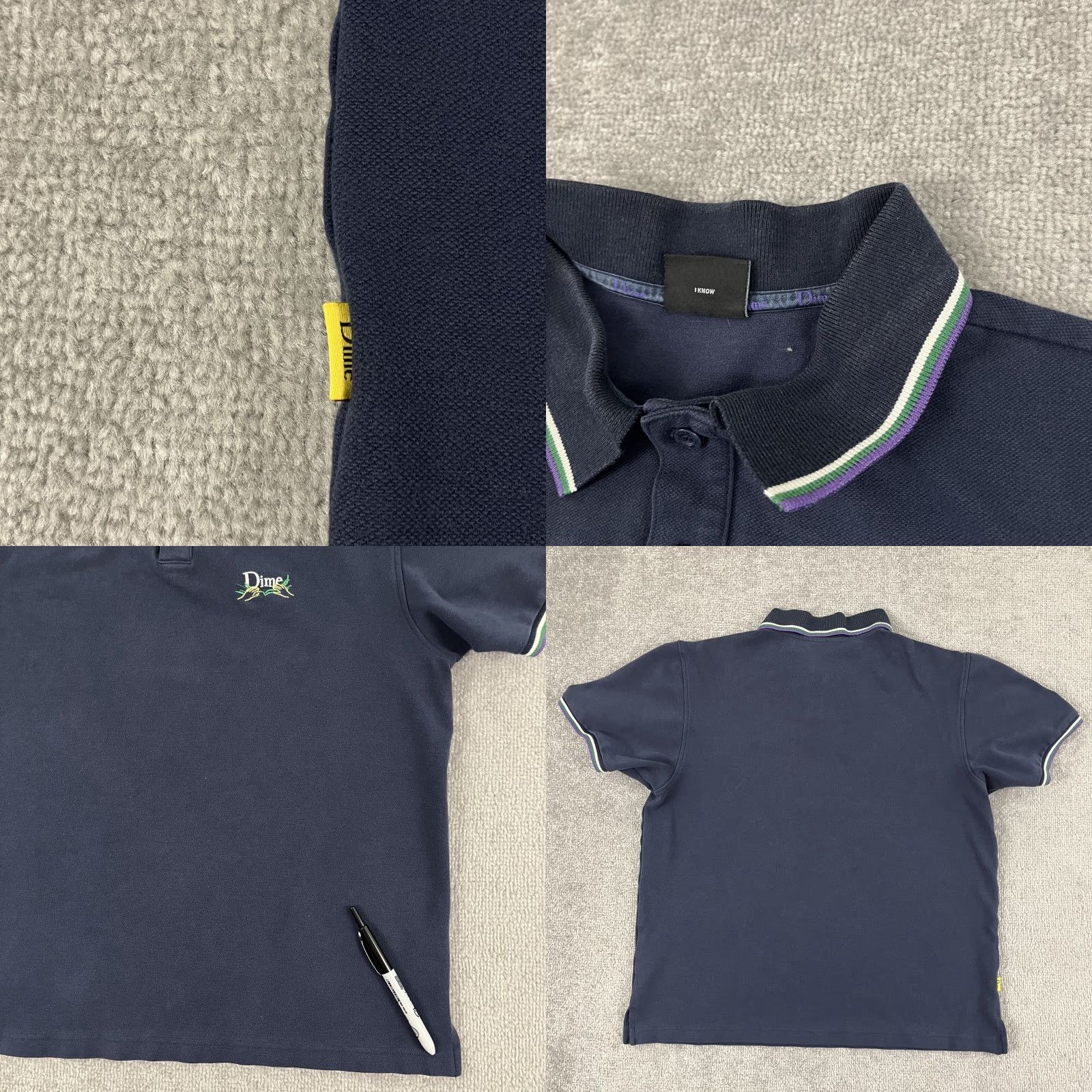 Dime DIME Polo Shirt Mens Medium Faded Blue Knit Short Sleeve Activewear Designer Size US M / EU 48-50 / 2 - 8 Thumbnail