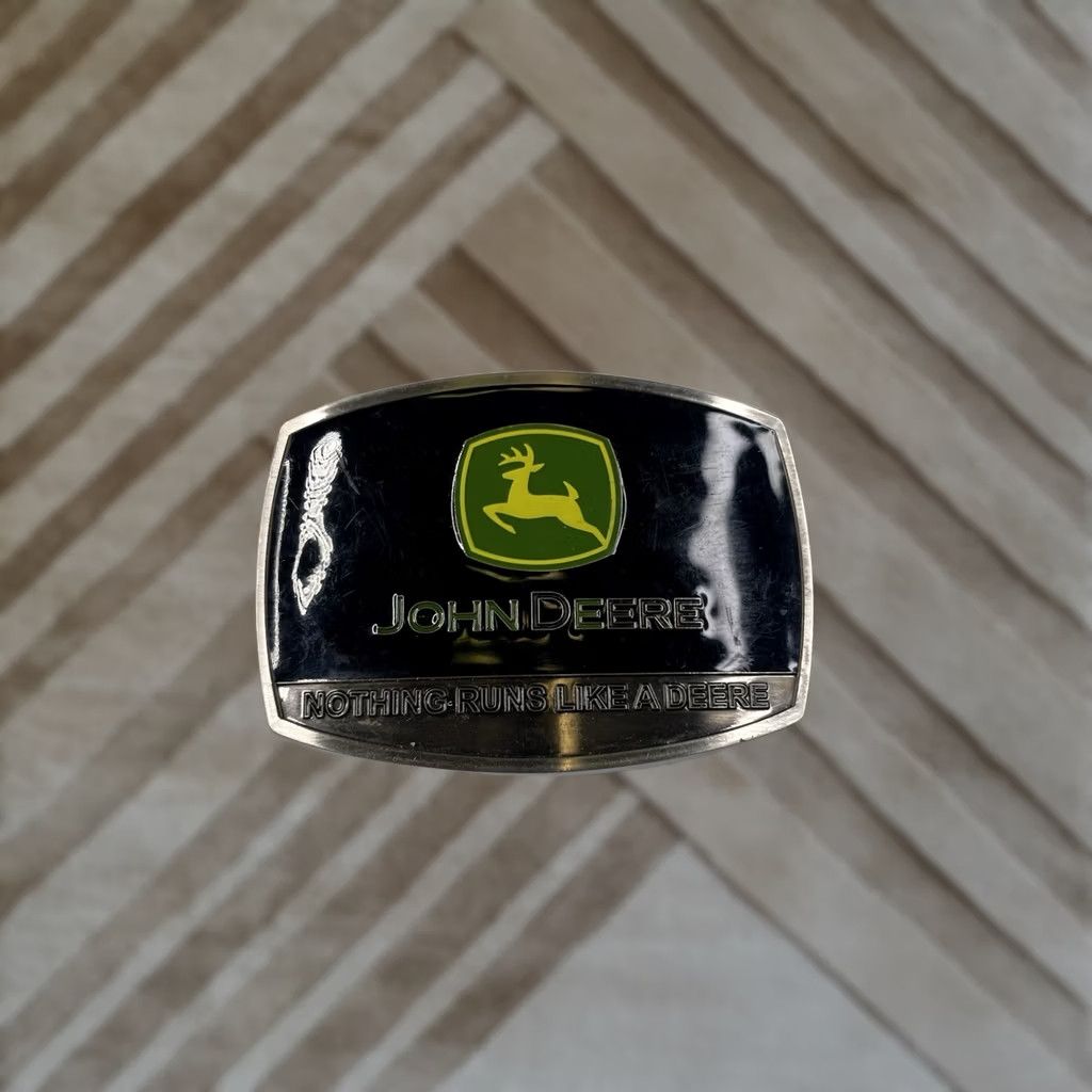 Vintage VINTAGE SpecCast Belt Buckle John Deere Green Yellow Black Pewter Western Cowboy Rancher Farmer Worker 1.5 in Mens Buckle Size ONE SIZE - 1 Thumbnail
