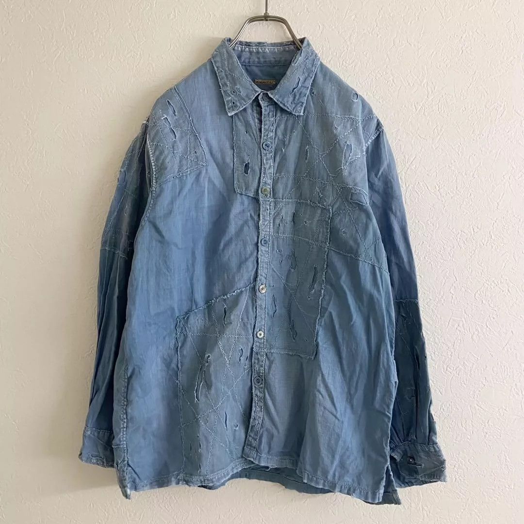 Kapital kapital authentic Japanese made old blue dyed boro ragged antique cloth patch shirt Size US L / EU 52-54 / 3 - 1 Thumbnail