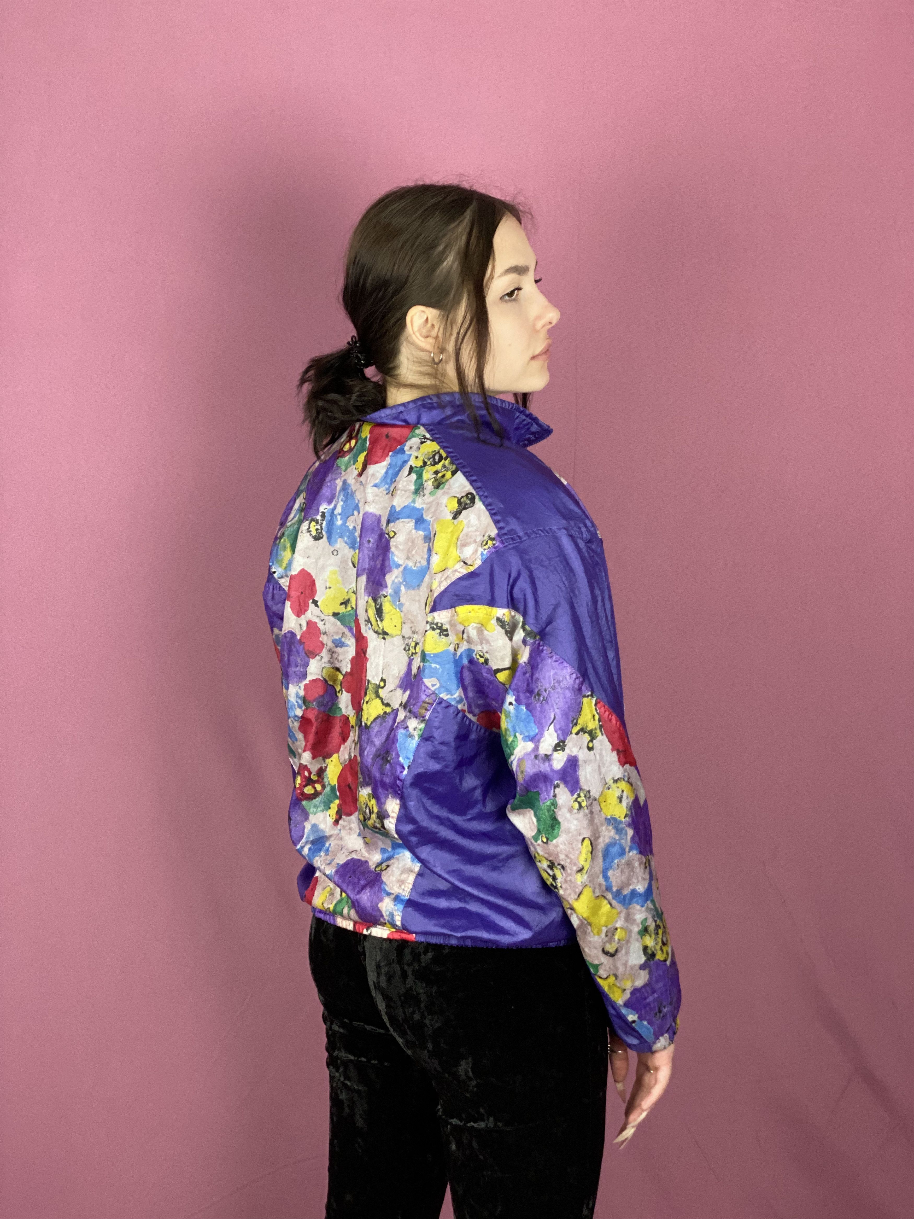 Adidas × Vintage 90s Adidas Vintage Women's Floral Windbreaker Jacket Size M / US 6-8 / IT 42-44 - 4 Thumbnail