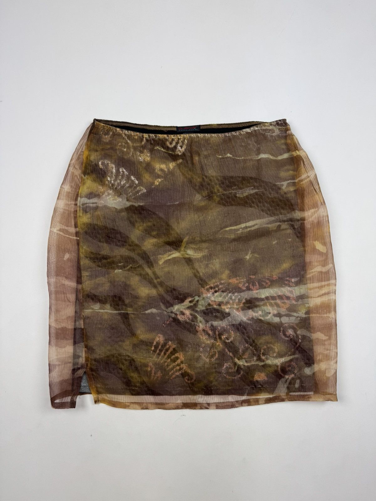 Custo Barcelona Y2K Custo Barcelona Printed Mesh Layered Midi Skirt Size 32" / US 10 / IT 46 - 1 Thumbnail