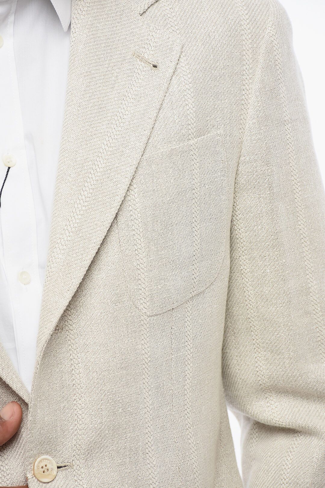 Brunello Cucinelli og1mm0725 Linen Blend Slim Fit Blazer in Beige Size US M / EU 48-50 / 2 - 2 Thumbnail