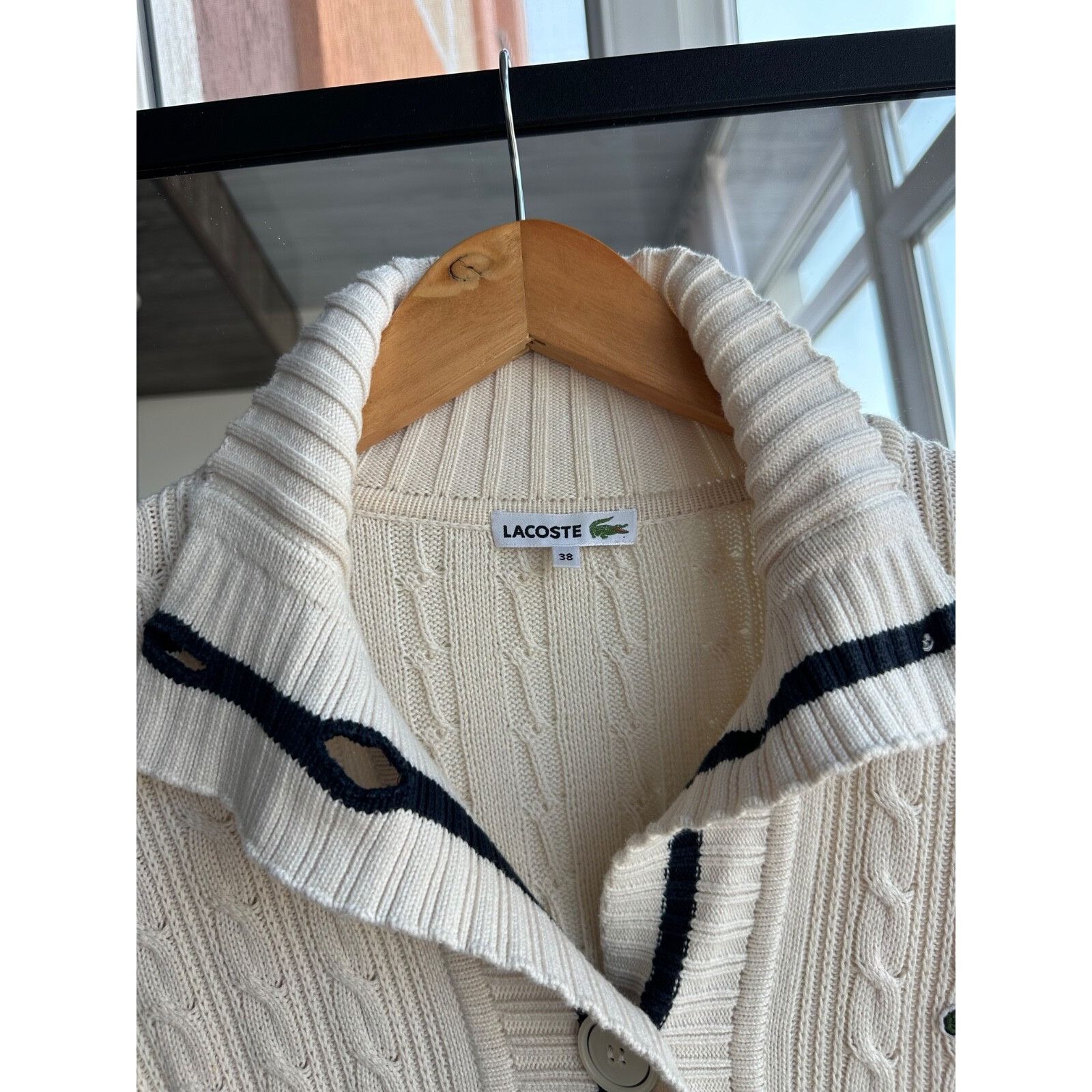 Lacoste VTG Lacoste Beige Cable Knit Buttons Dress Size M / US 6-8 / IT 42-44 - 3 Thumbnail