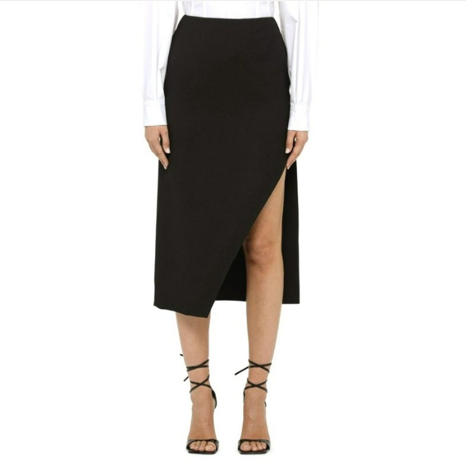 Alexander McQueen Alexander McQueen Wool Mohair slit asymmetric hem skirt 42 6 Size 28" / US 6 / IT 42 - 1 Thumbnail