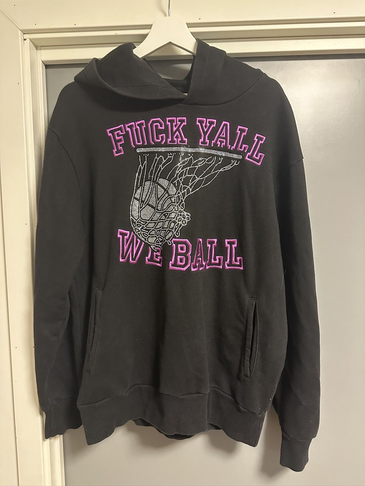 Vintage Vintage fuck yall we ball rhinestone hoodie Size US M / EU 48-50 / 2 - 1 Thumbnail