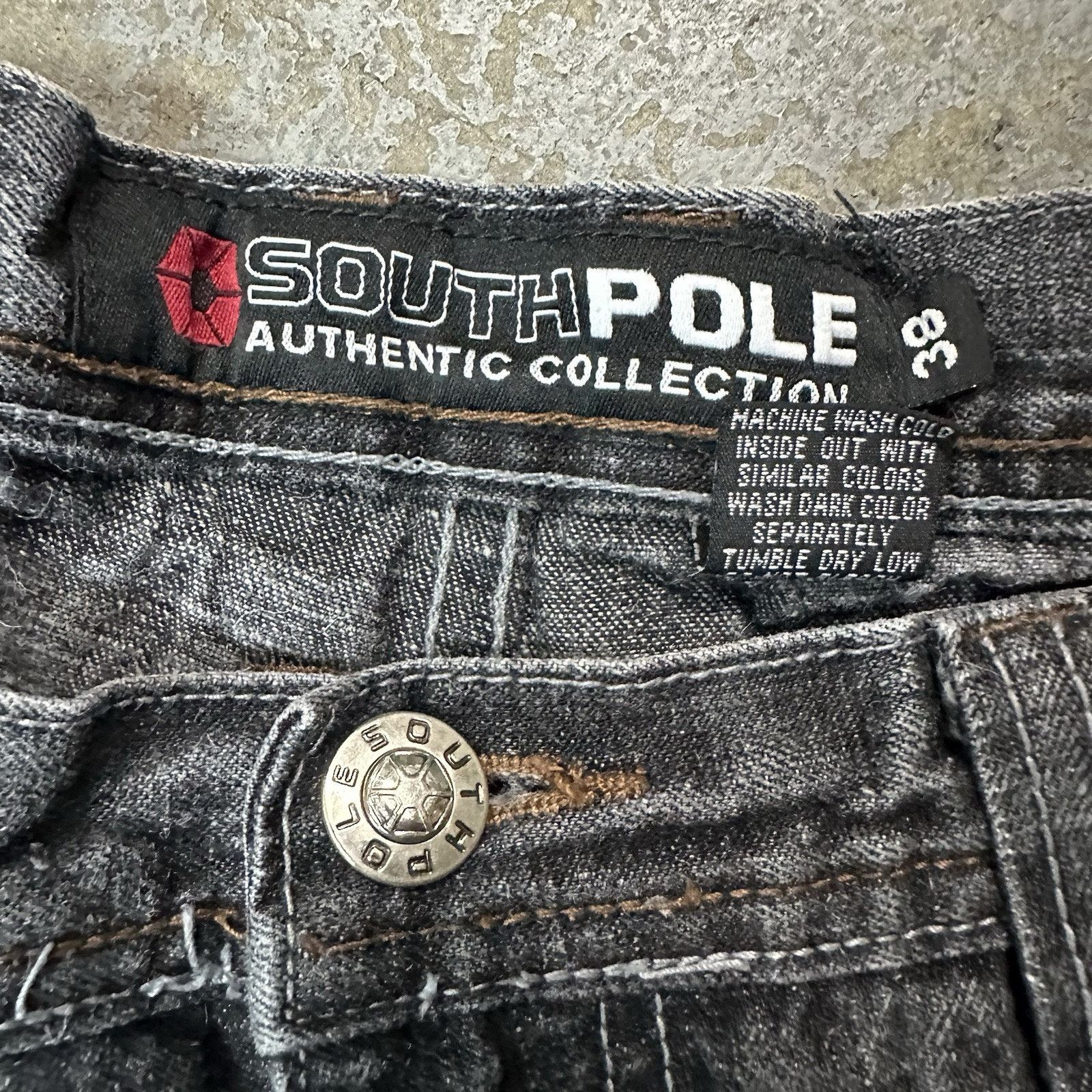 Southpole × Vintage Vintage Y2K Southpole Faded Black Cargo Denim Jeans Sz 38 Size US 38 / EU 54 - 7 Thumbnail