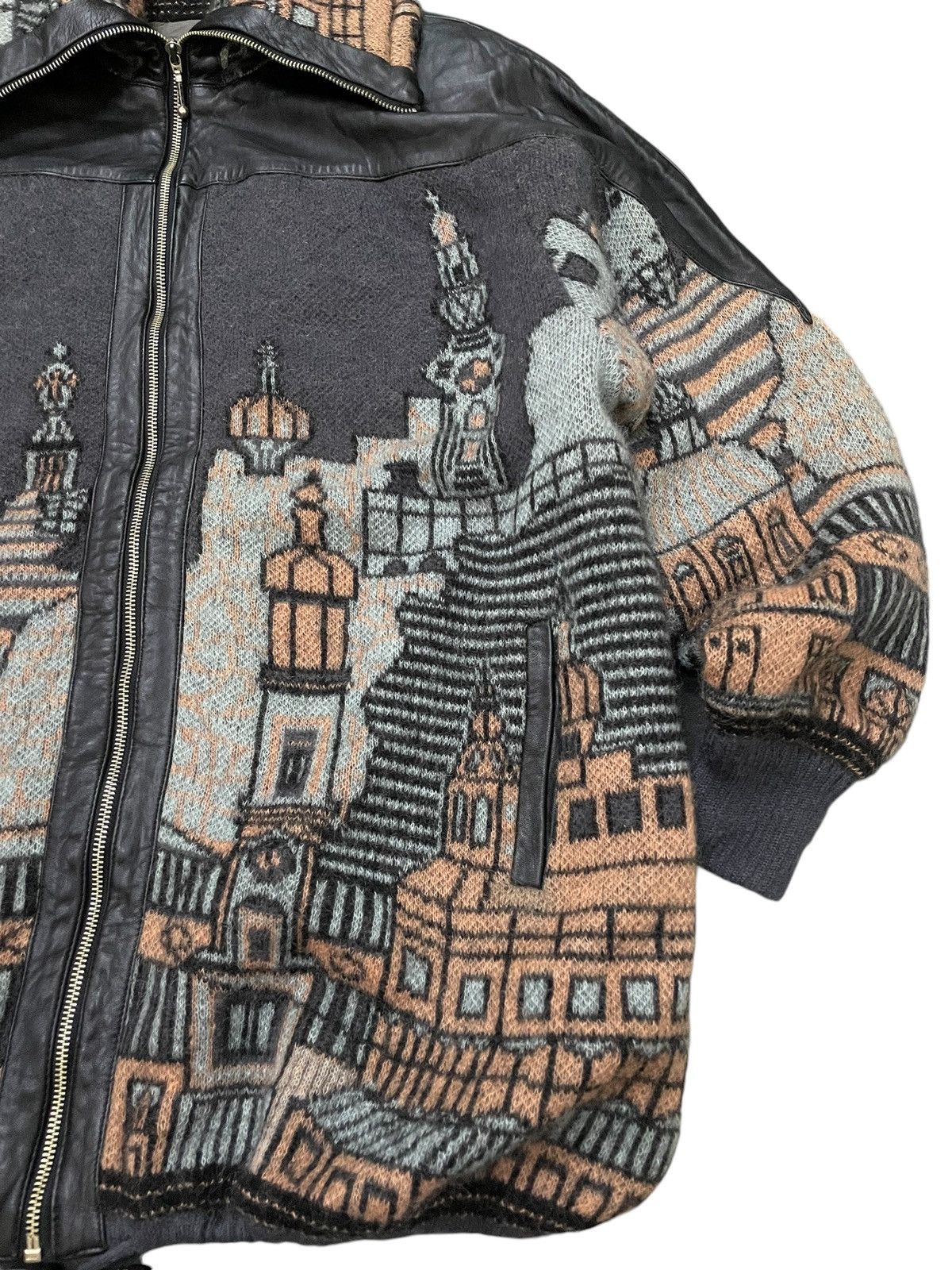Japanese Brand Valley Japan Art Church Knit Leather Trim Jacket Size US XL / EU 56 / 4 - 4 Thumbnail