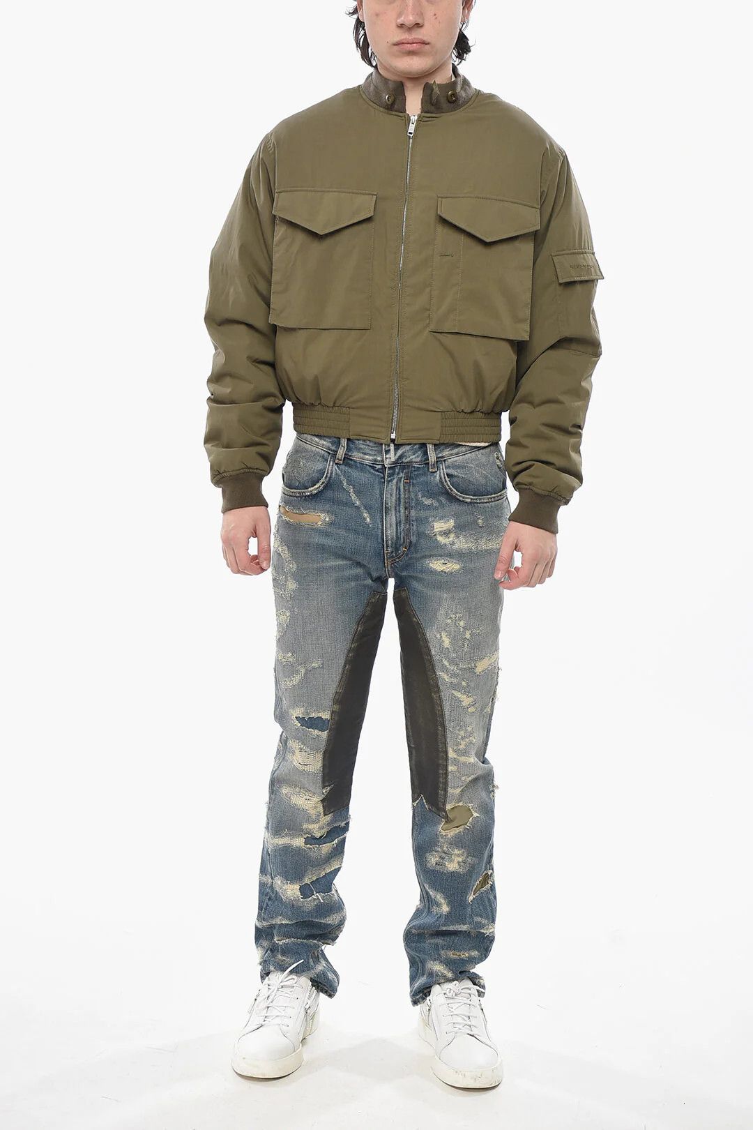 Givenchy og1mm0326 Cotton-Blend Bomber Jacket in Military Green Size US M / EU 48-50 / 2 - 4 Thumbnail