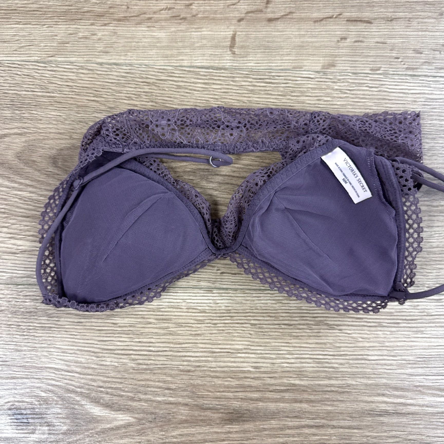 Victoria's Secret Victoria's Secret Long Line Bralette Strappy Lace Bra Crop Tank Crochet Medium Purple Size ONE SIZE - 4 Thumbnail