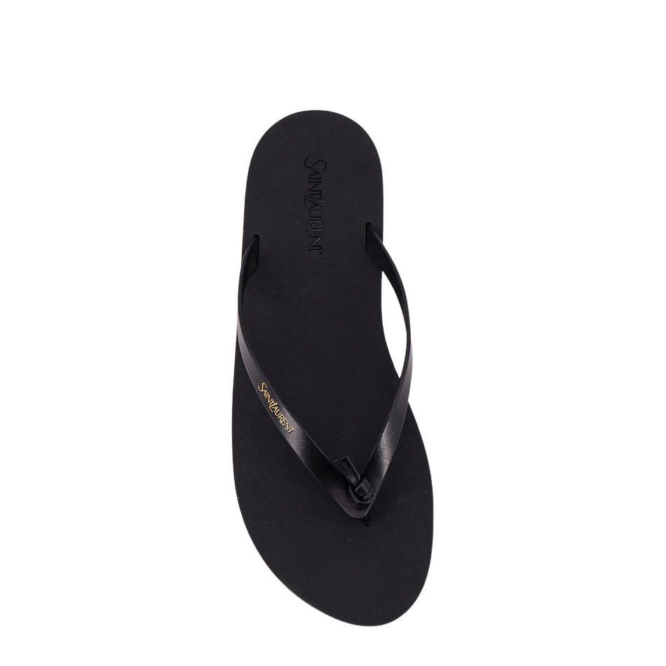 SAINT LAURENT Party Black Rubber Thong Sandals New & Authent