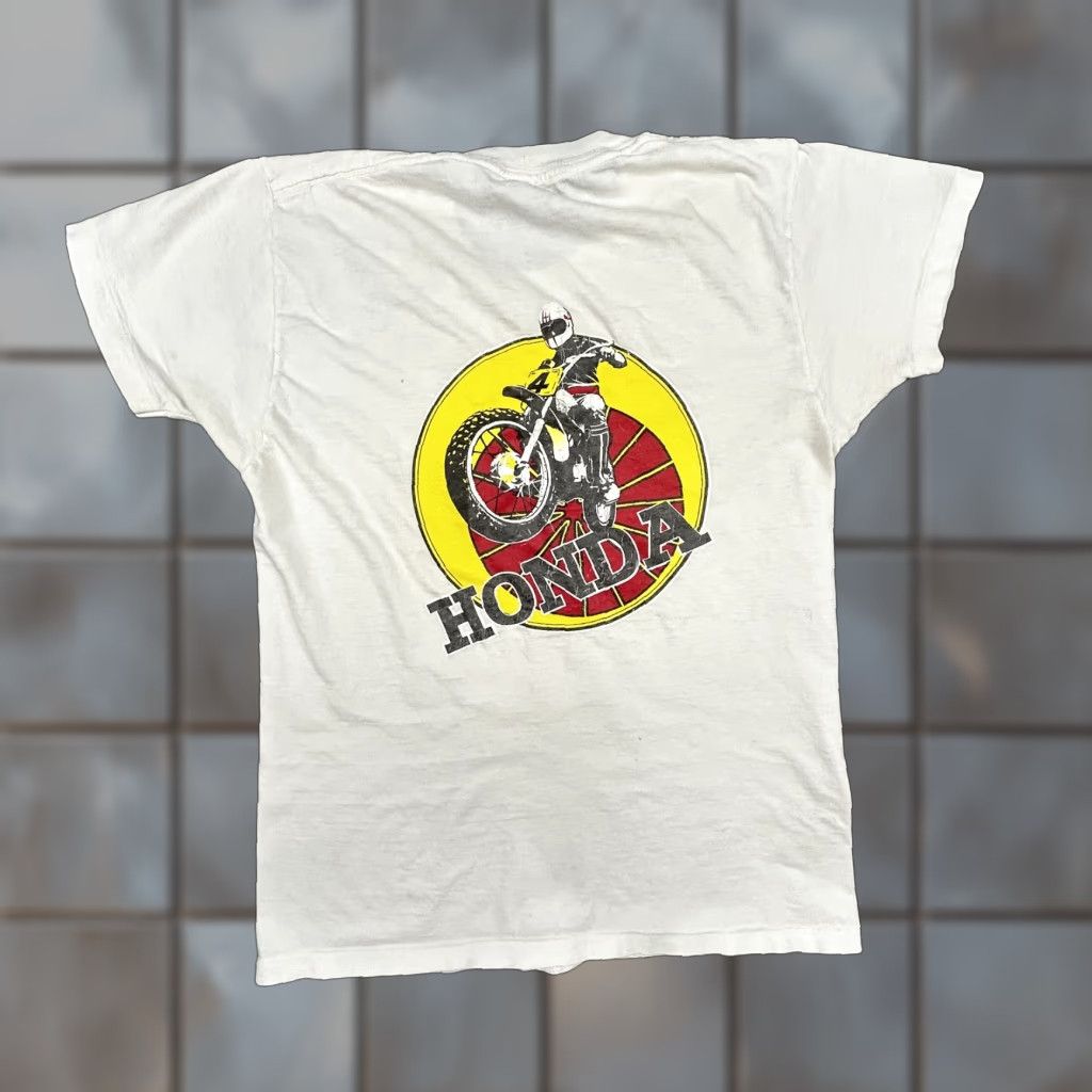 Honda VINTAGE Honda Shirt Mens S White 70s Graphic Do It In The Street Chopper Motocross Back HONDA Logos Biker Size US S / EU 44-46 / 1 - 1 Thumbnail