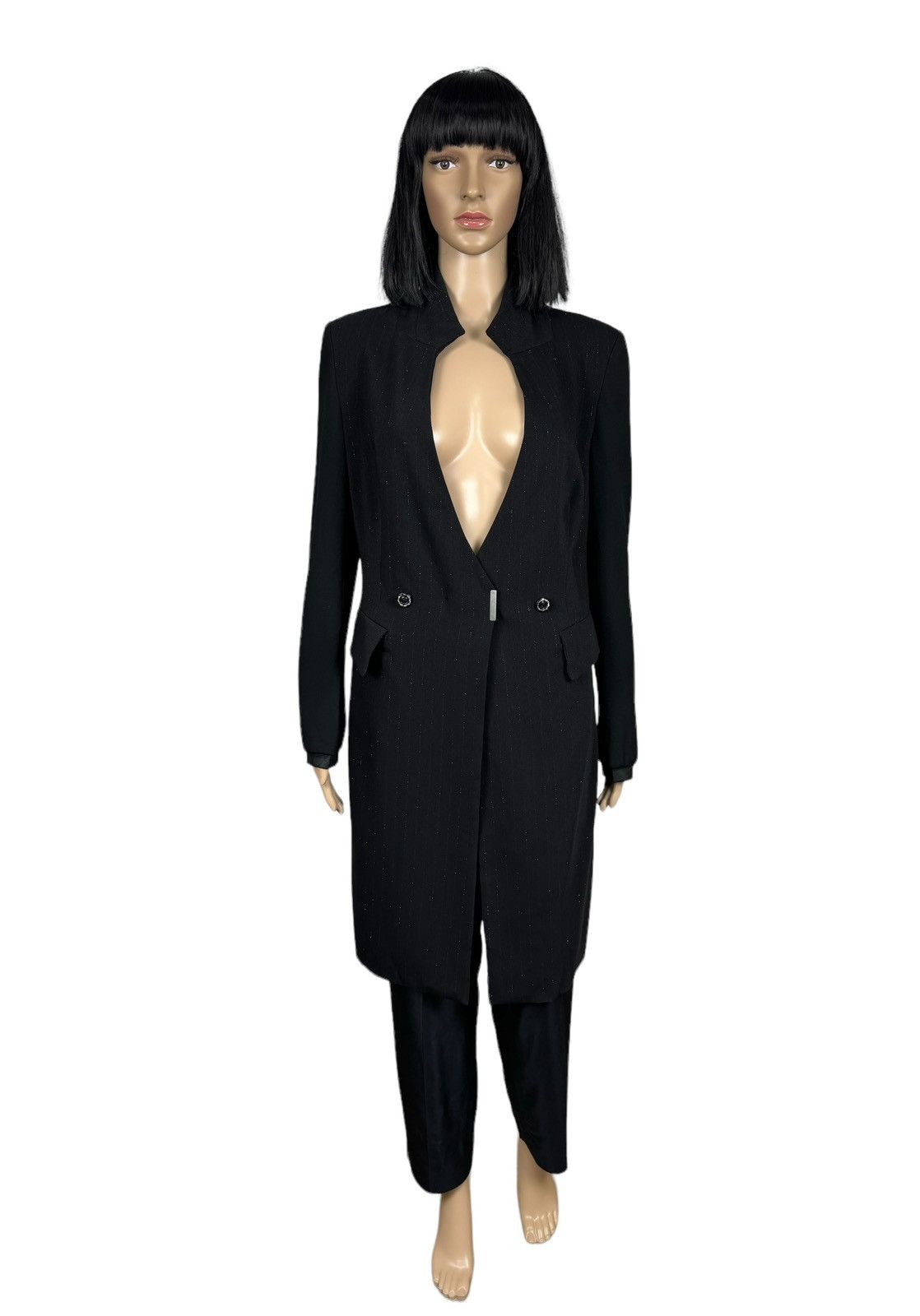 Designer Beate Heymann Streetcouture Striped Overcoat V-Neck size US8 Size M / US 6-8 / IT 42-44 - 2 Thumbnail