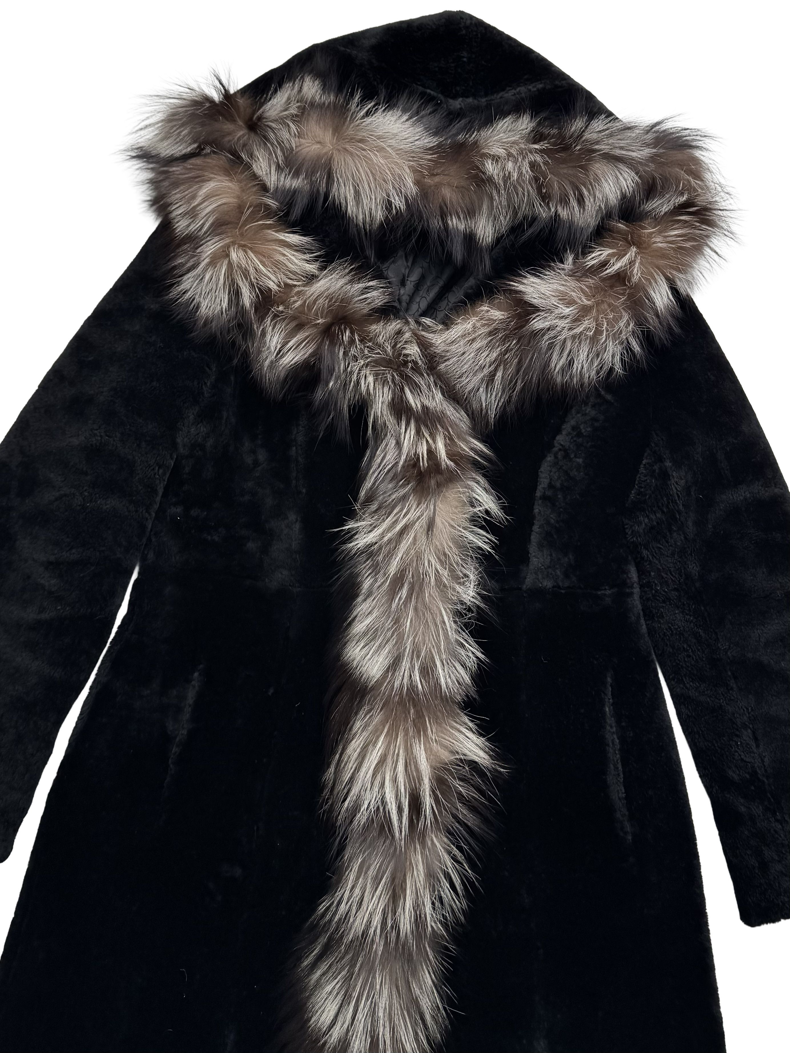 Vintage Vintage Real Lambskin Hooded Coat Size L / US 10 / IT 46 - 7 Thumbnail