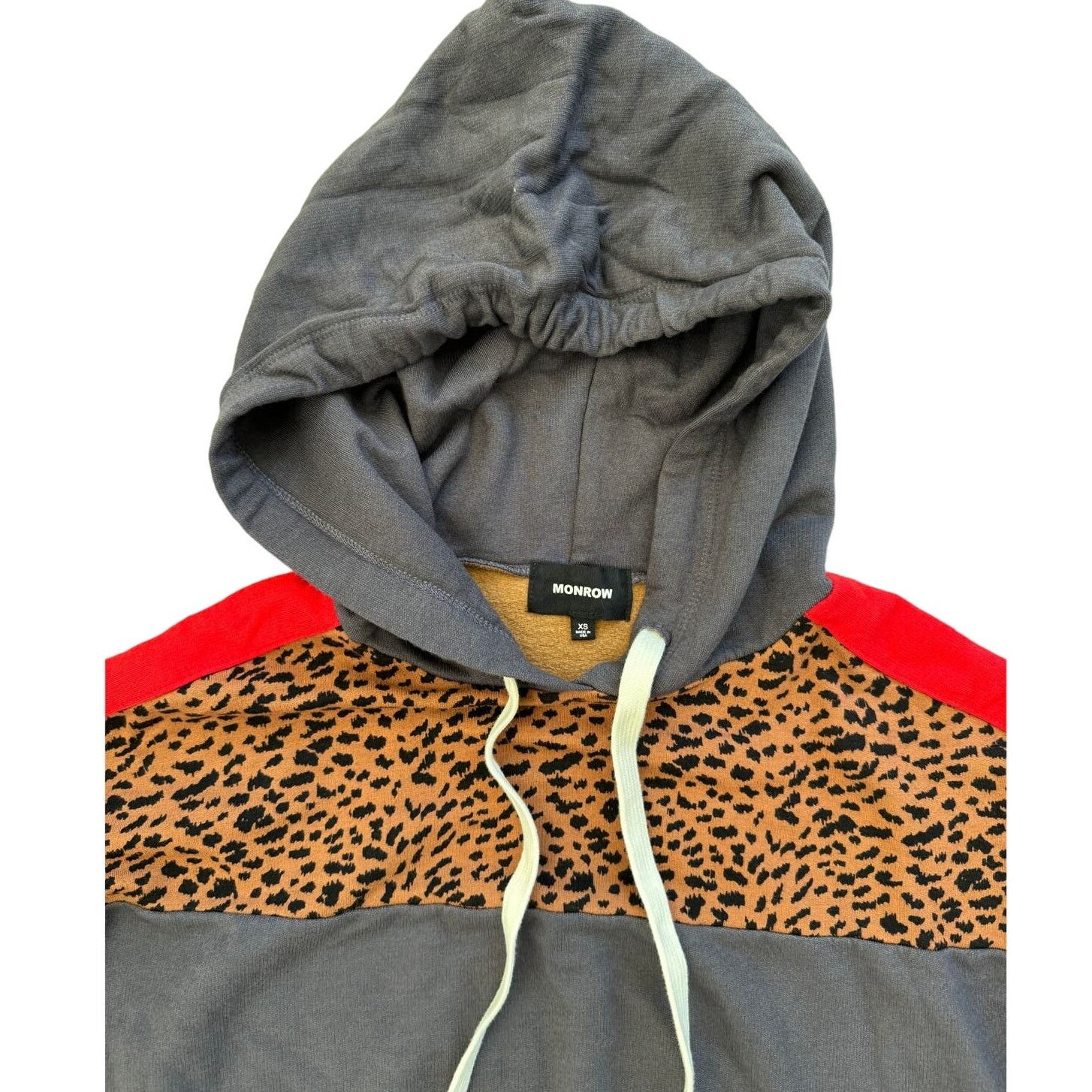 MONROW MONROW Supersoft Fleece Print Block Pullover Hoodie Leopard Size XS / US 0-2 / IT 36-38 - 2 Thumbnail