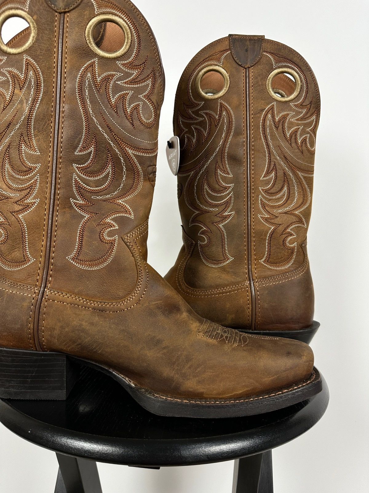 Ariat NEW! Ariat Square Toe Western Brown Leather Boots Size US 9 / EU 42 - 17 Thumbnail
