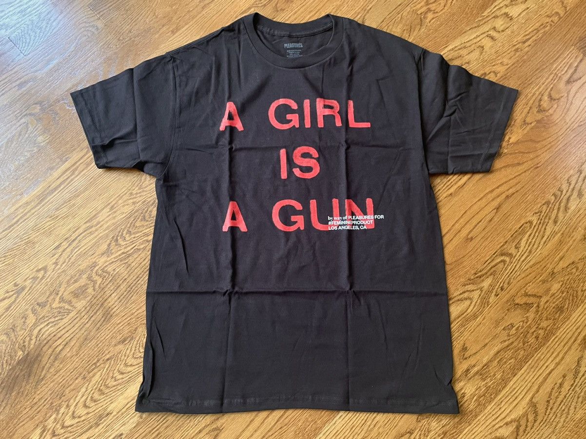 image of Pleasures Small Black Red A Girl Is A Gun Tee Shirt Merch Joy Red, Men's