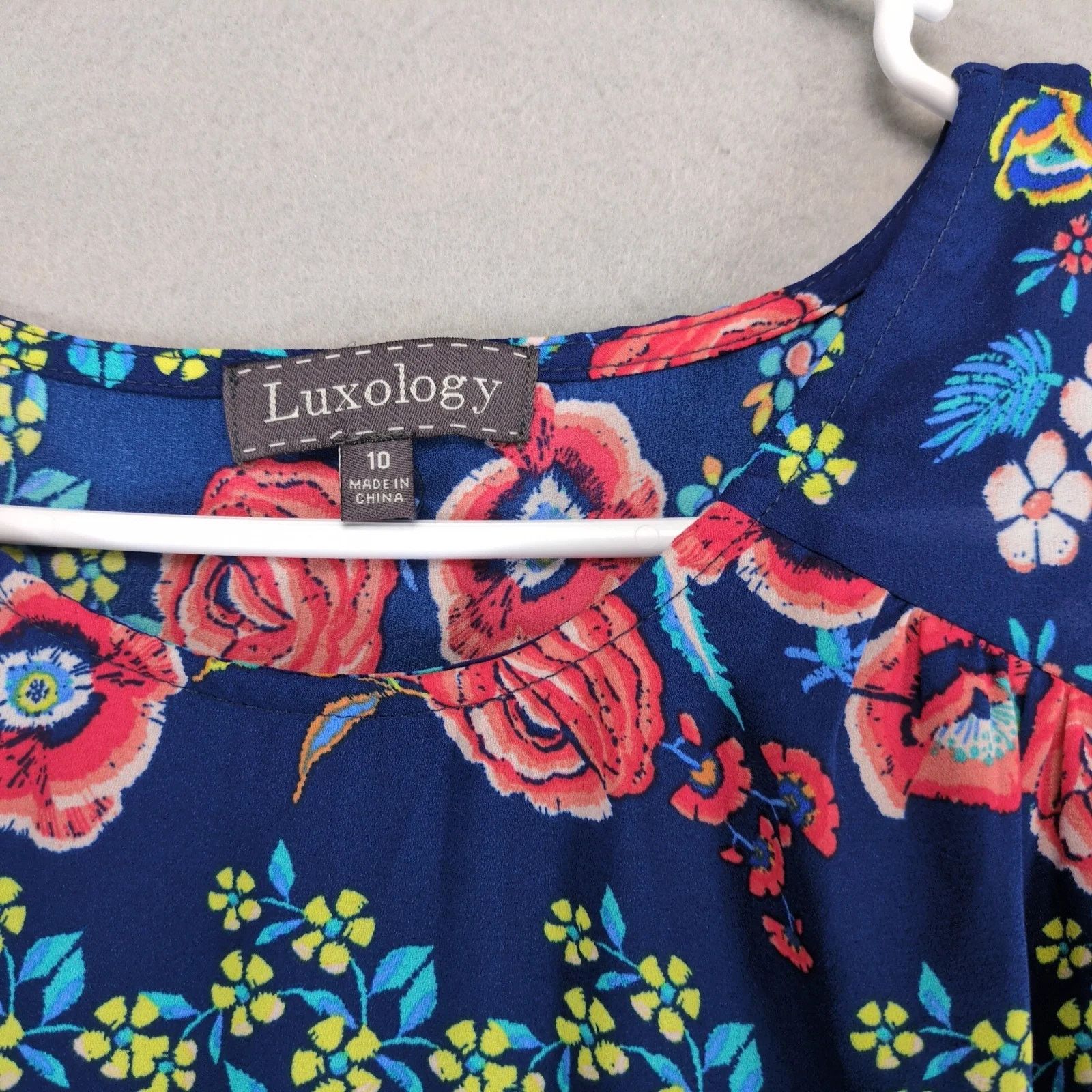 Other Luxology Blue Floral Sleeveless Shift Dress Sz 10 Flowy Size L / US 10 / IT 46 - 3 Thumbnail