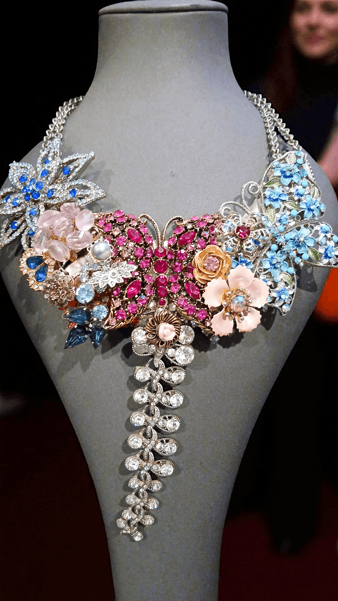 Bits n pieces multi color rhinestone bib Statement necklace
