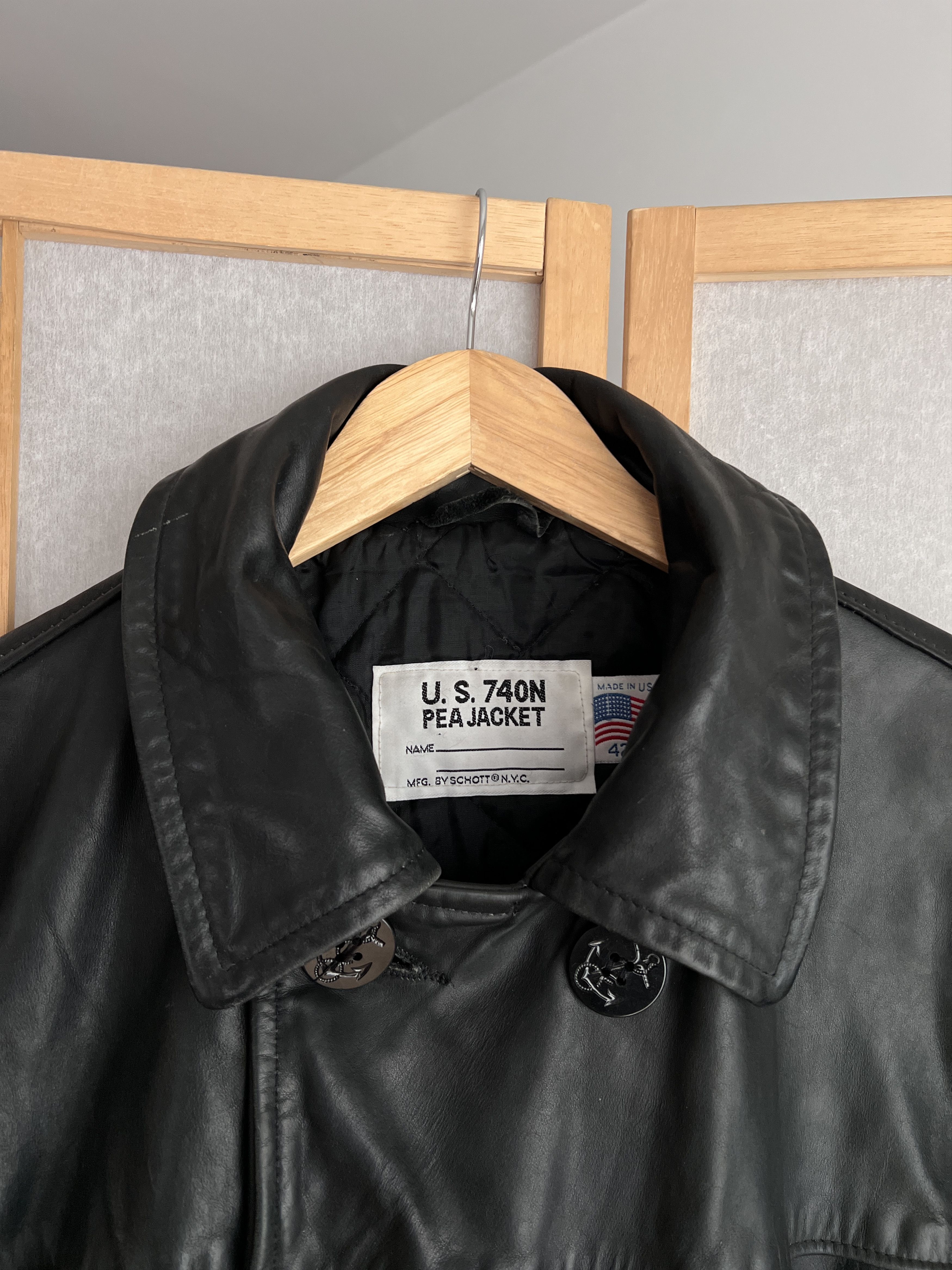 Schott Schott USA 740N PEA Jacket vintage 80s Leather rare coat Size US M / EU 48-50 / 2 - 15 Thumbnail