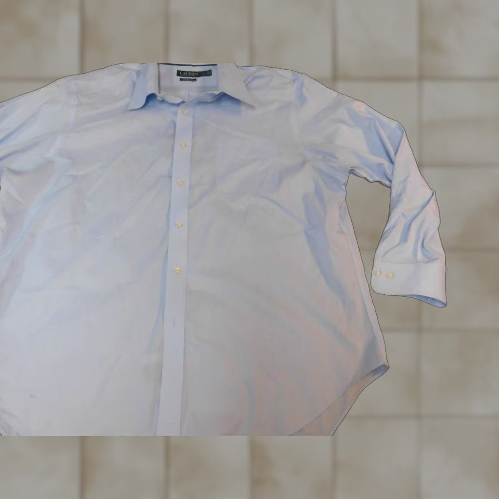Ralph Lauren Lauren Ralph Lauren Mens Shirt 18 Blue Button-Down Knit Non-Iron Slim? Regular? Size US XXL / EU 58 / 5 - 1 Thumbnail