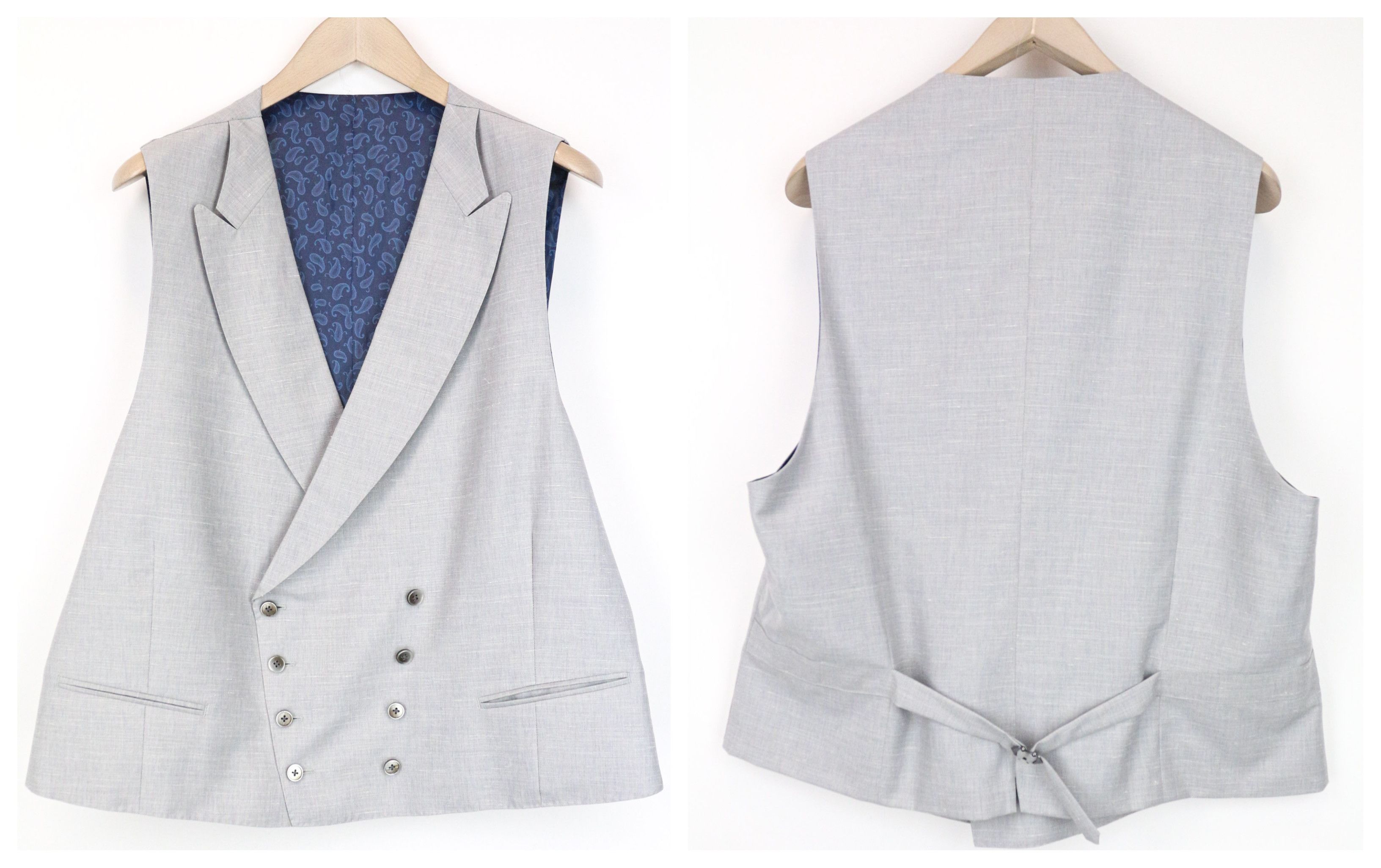 Suitsupply HAVANA JETTED UK50R Grey Wool Silk Linen Suit 75296 Size 50R - 5 Thumbnail