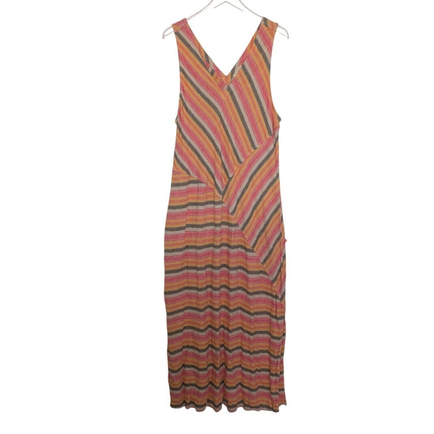 Designer Caslon Stripe Maxi Dress Womens Size XXL Linen Blend Sleevel Size XXL / US 16-18 / IT 52-54 - 1 Thumbnail