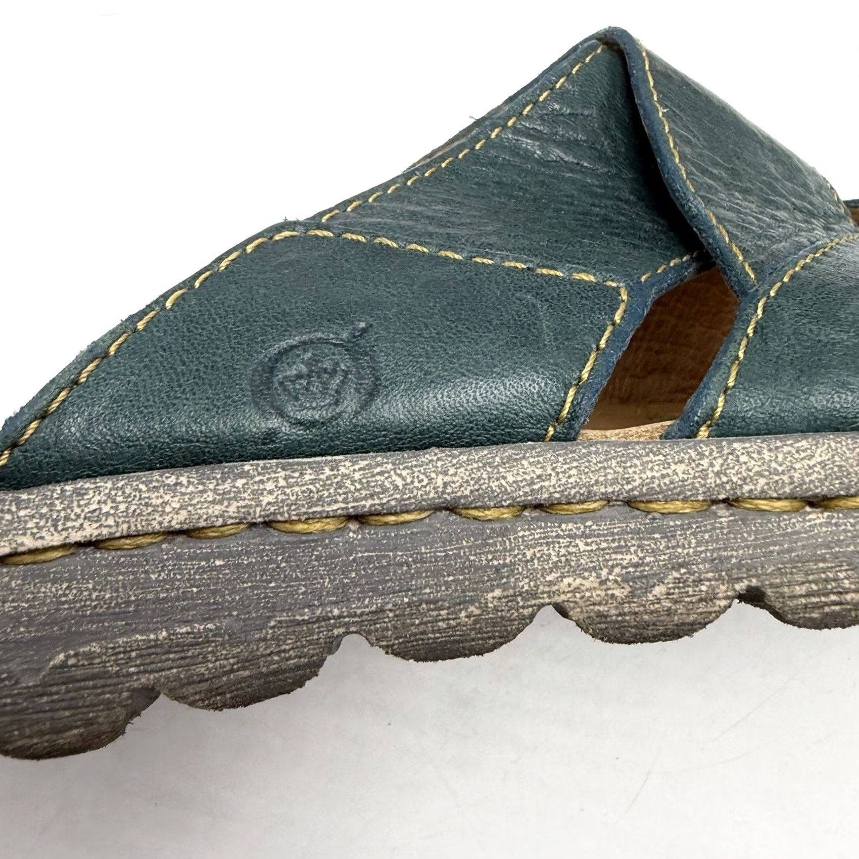 Born Born Sorja Sport Womens 9 Green Leather Slide Toe Loop Cross Strap Sandals Slip Shoes Size US 9 / IT 39 - 6 Thumbnail