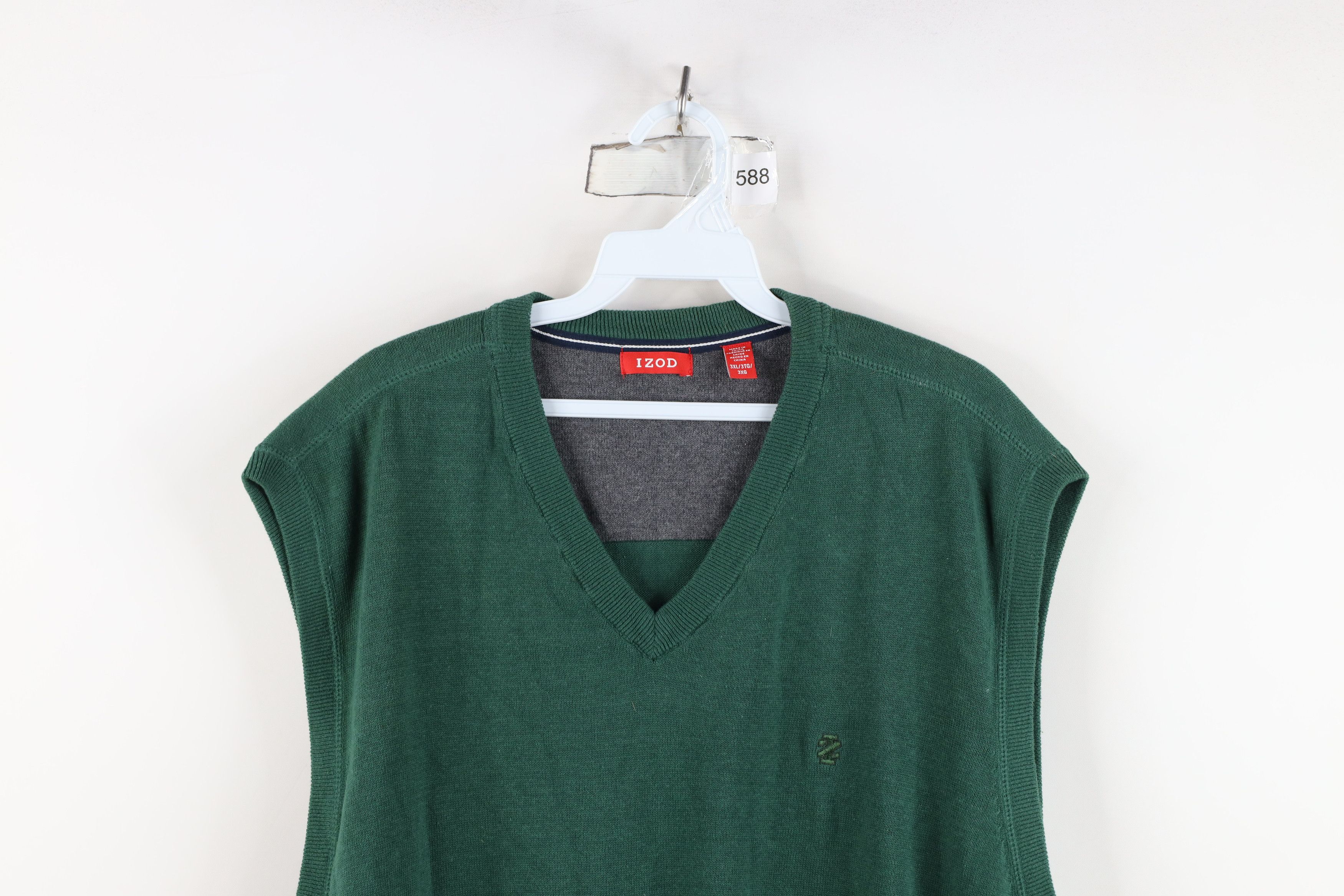 Izod New Izod Ribbed Knit Sleeveless V-Neck Sweater Vest Green Size US XXL / EU 58 / 5 - 2 Thumbnail