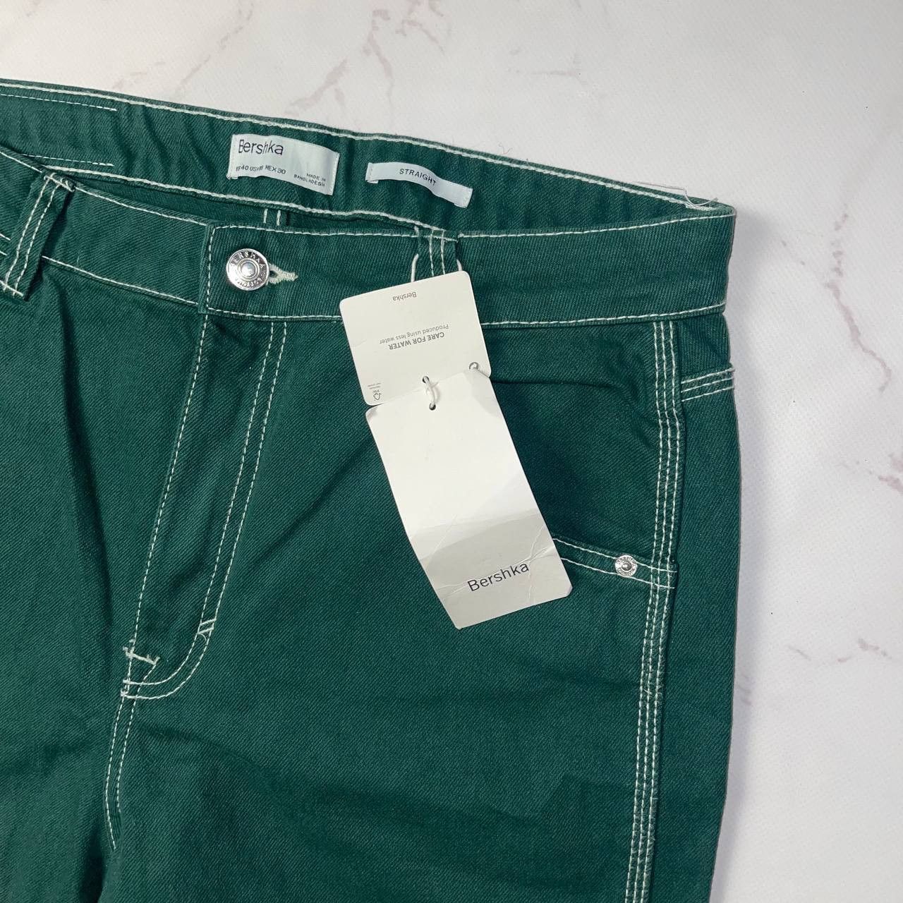 Vintage Bershka straight dark green cargo jeans Work style Carhartt Size US 40 / EU 56 - 7 Thumbnail