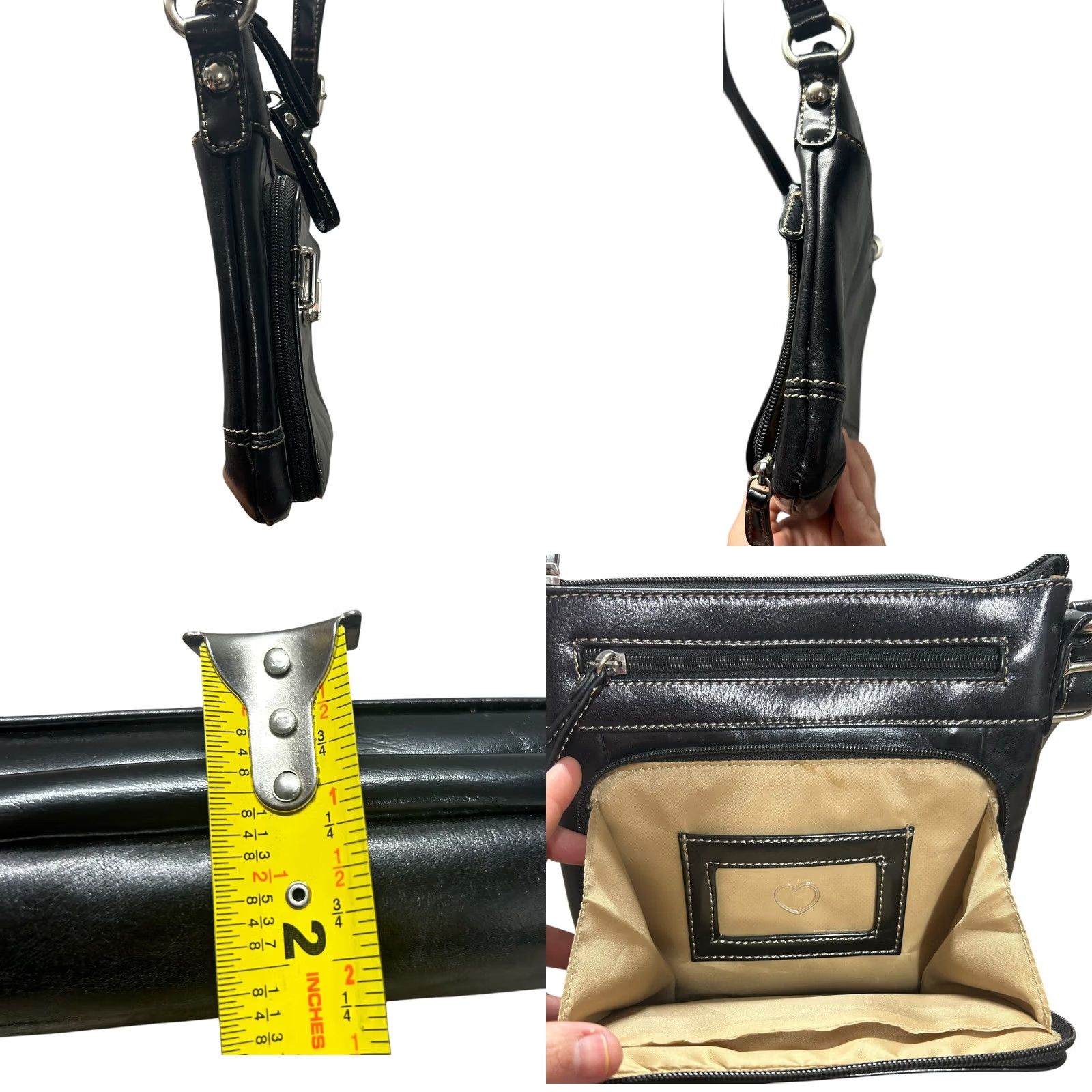Croft & Barrow Croft & Barrow Black Leather Crossbody Purse Womens Shoulder Handbag Size ONE SIZE - 8 Thumbnail