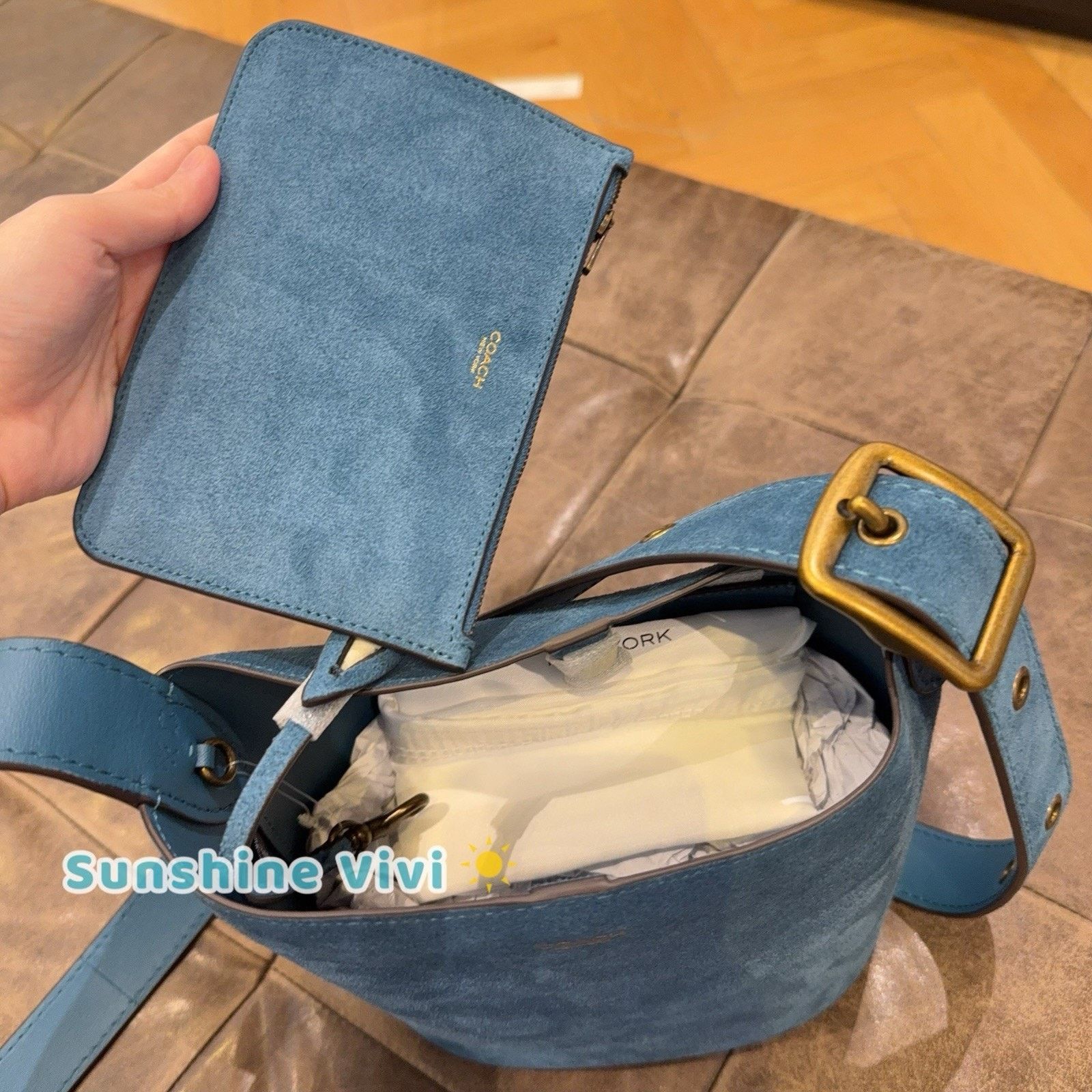 Coach NWT Coach Bleecker Bucket Bag 21 Sea Blue CCW84 suede Size ONE SIZE - 3 Thumbnail