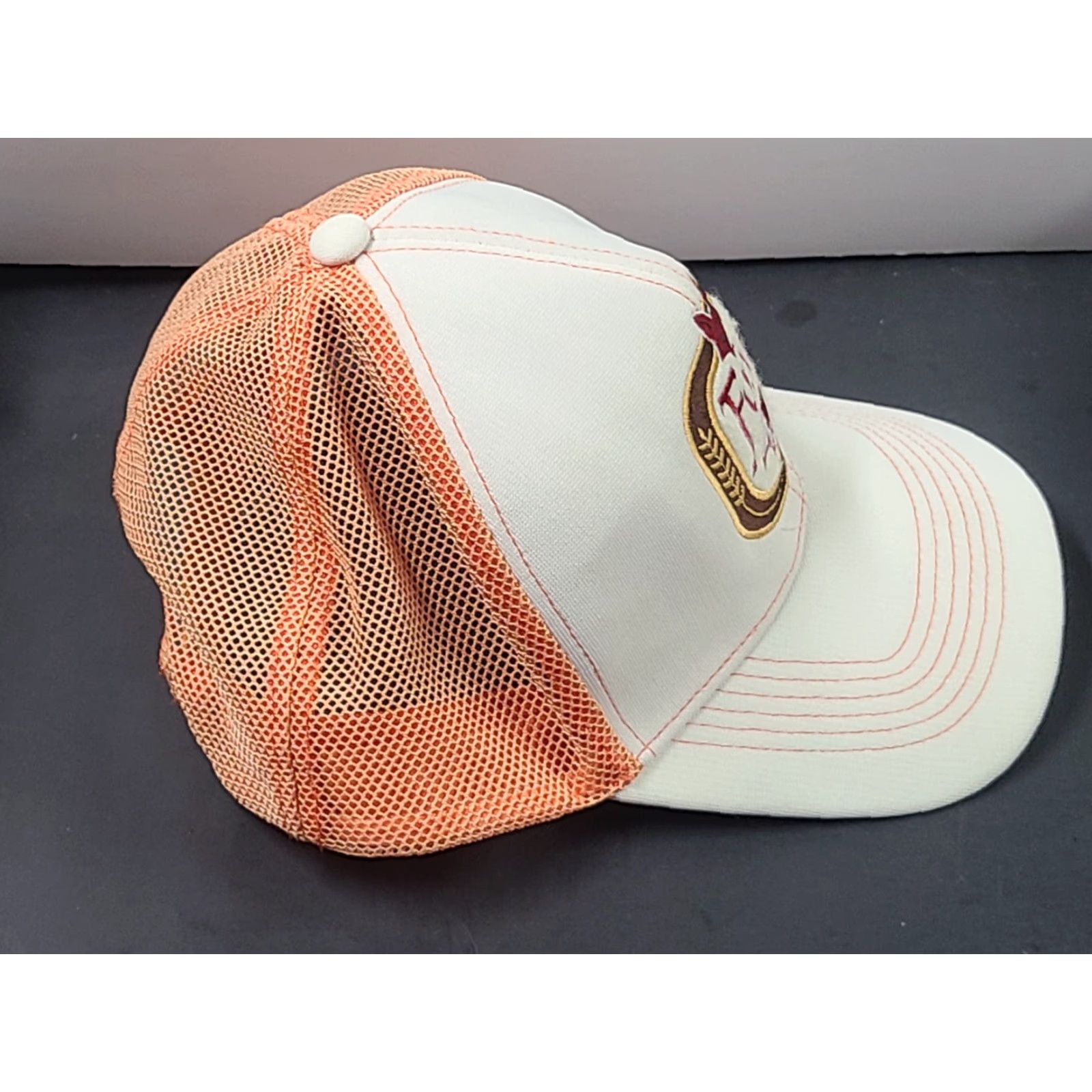 American Eagle Outfitters American Eagle Outfitters Trucker Hat Snapback Adjustable Casual Small Orange White Multi-Color Men Hat Size ONE SIZE - 3 Thumbnail