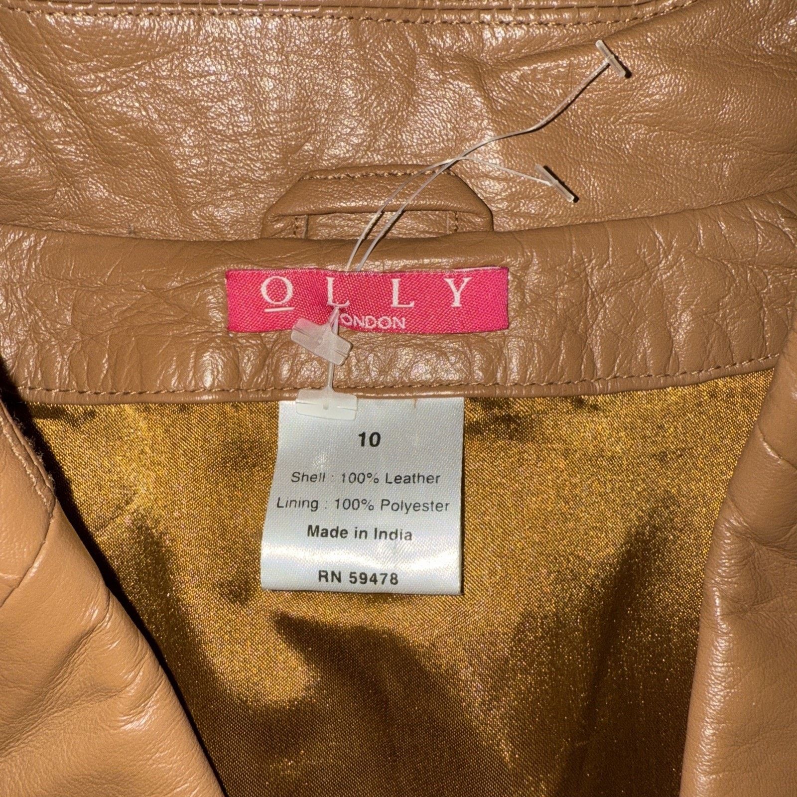& Other Stories OLLY London Women Real Leather Tan Blazer Jacket Sz 10 Size L / US 10 / IT 46 - 8 Thumbnail