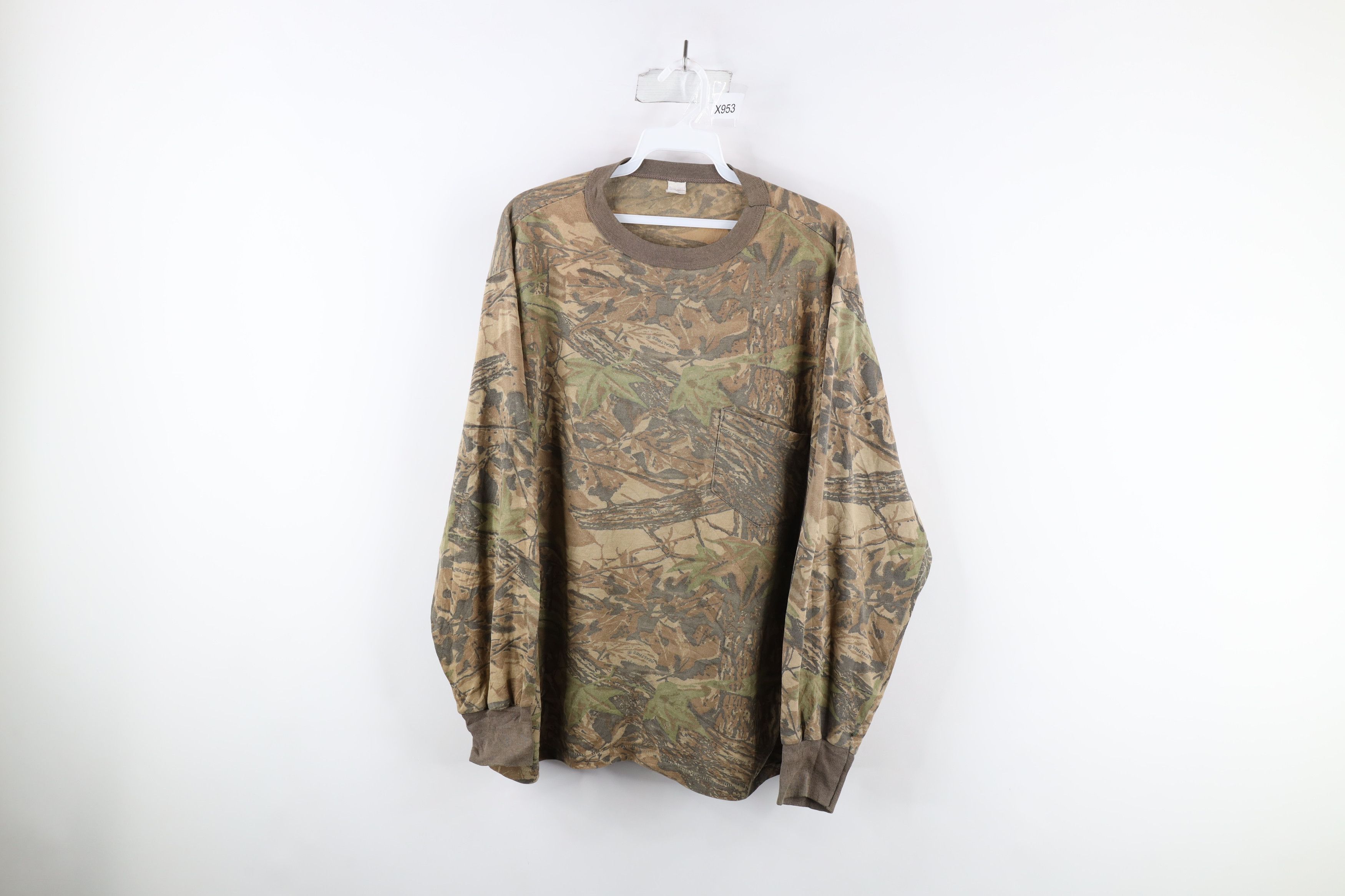 image of Vintage 80's Streetwear Camouflage Long Sleeve T-Shirt Usa, Men's (Size XL)