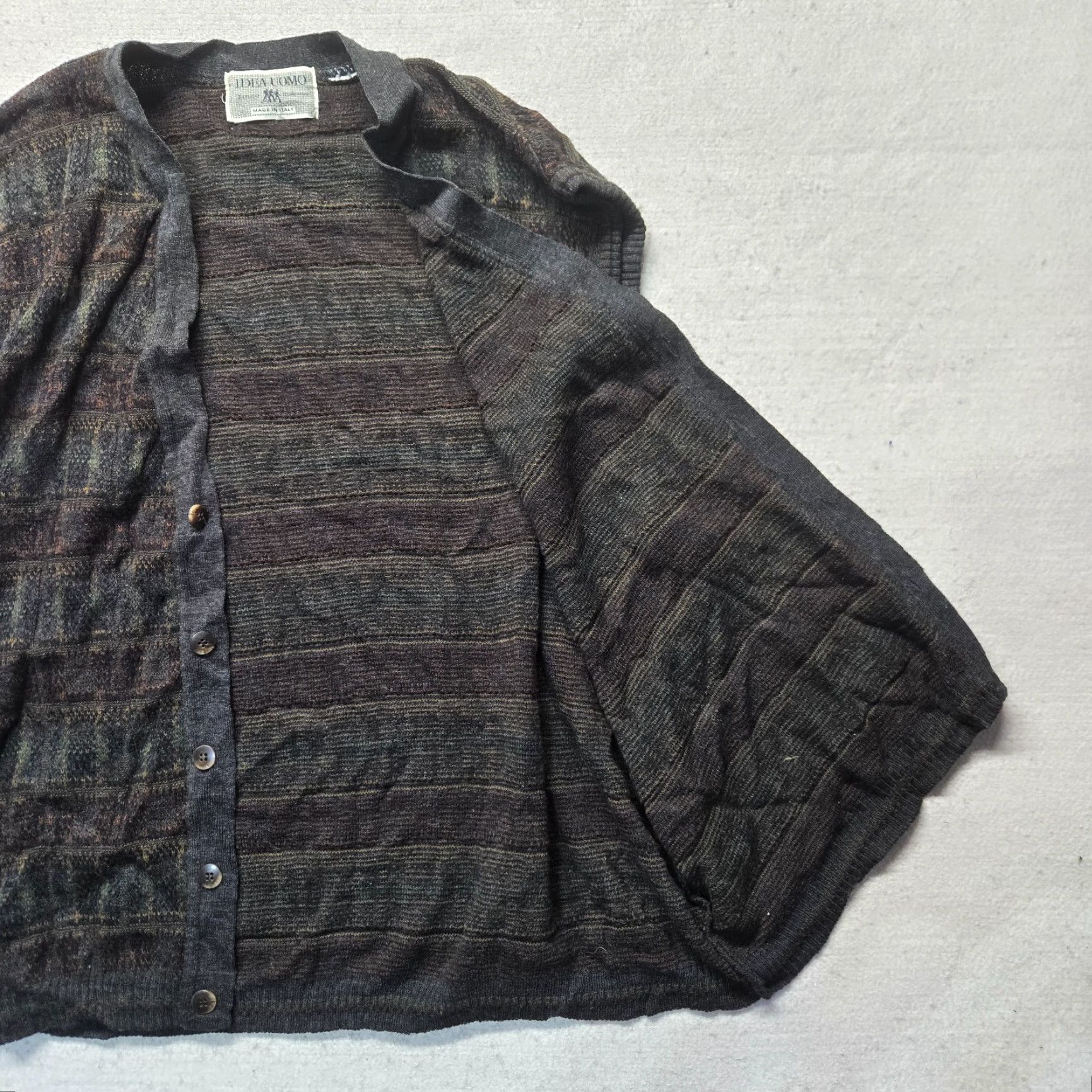 IDEA VINTAGE Idea Uomo Golf Sweater Vest Wool Blend Brown Geometric Pullover Adult L Regular Mens Size US L / EU 52-54 / 3 - 2 Thumbnail